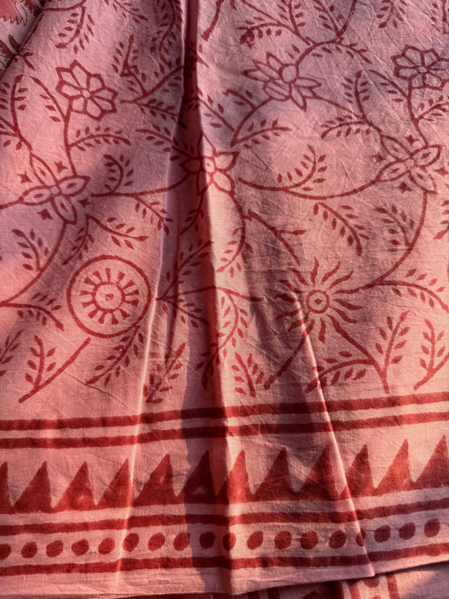 Handbock printed mulmulcotton saree