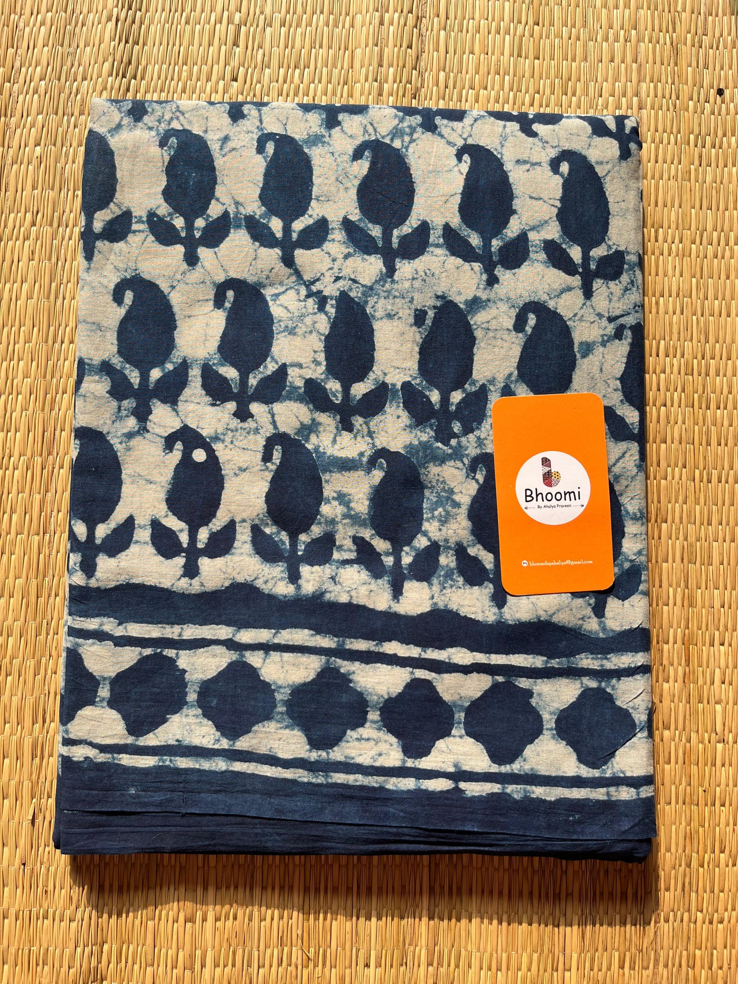 Hand block printed Mulmul Cotton saree