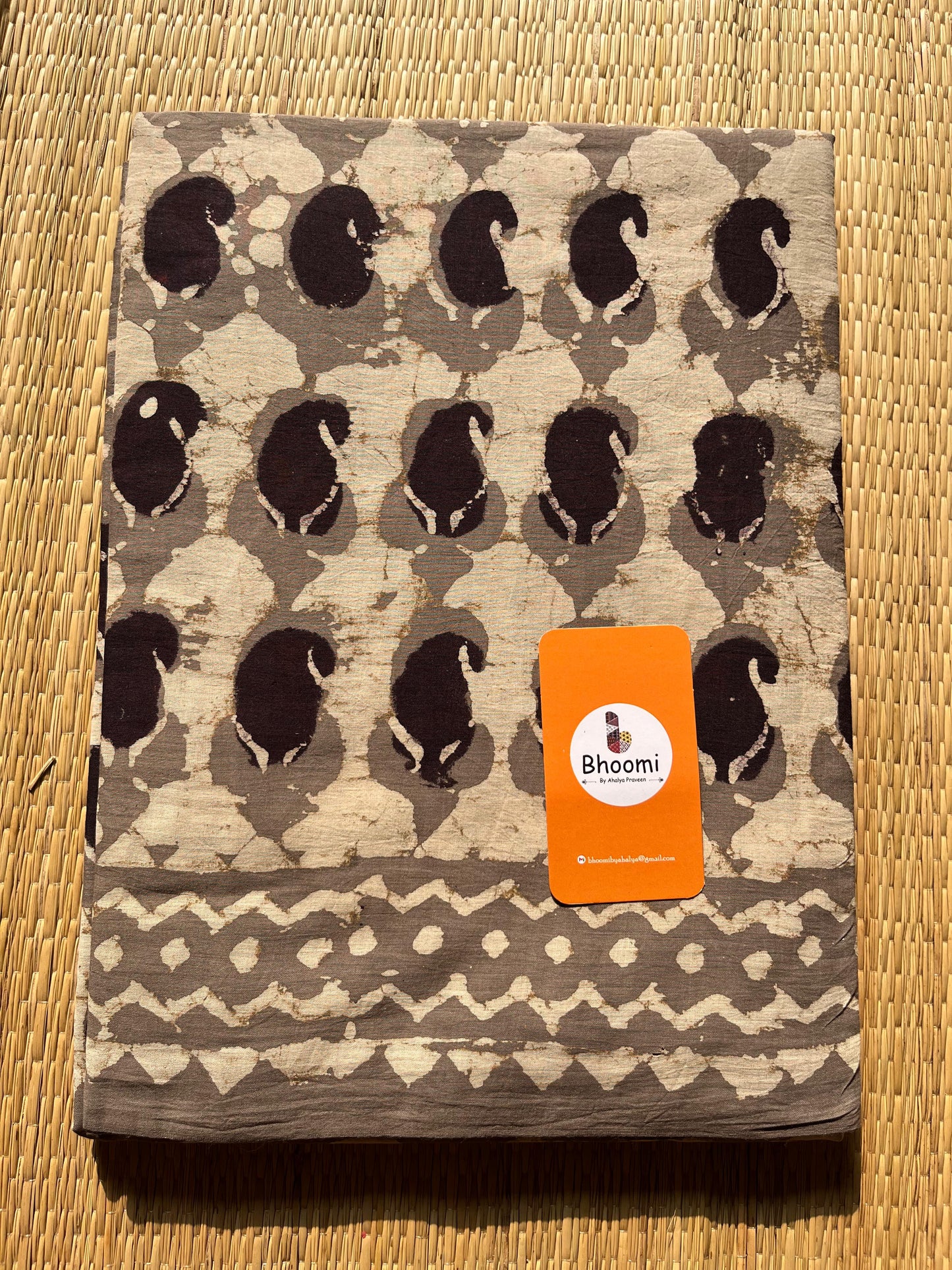 Hand block printed Mulmul cotton saree