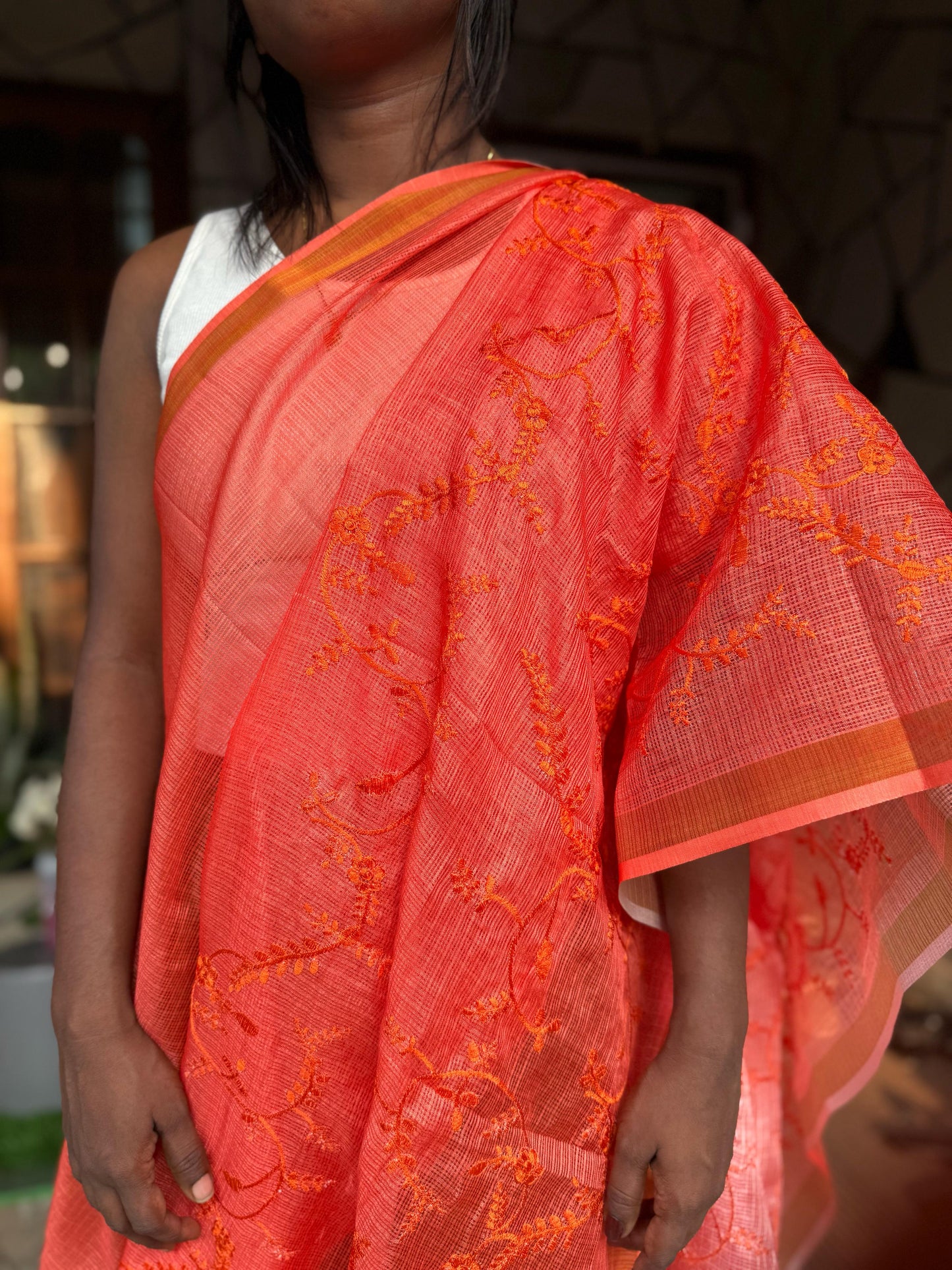 KOTTA COTTON SAREE WITH MACHINE EMBROIDERY