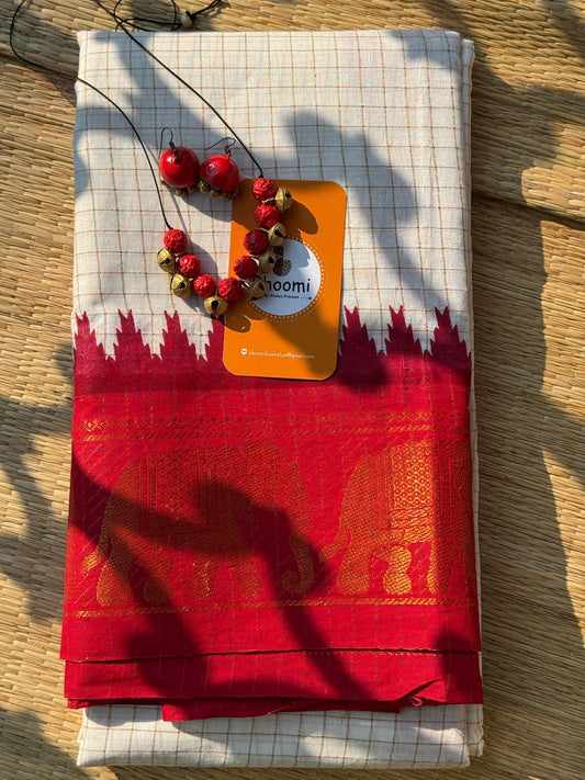 Sungudi cotton paired with chilanga and teracotta jewels