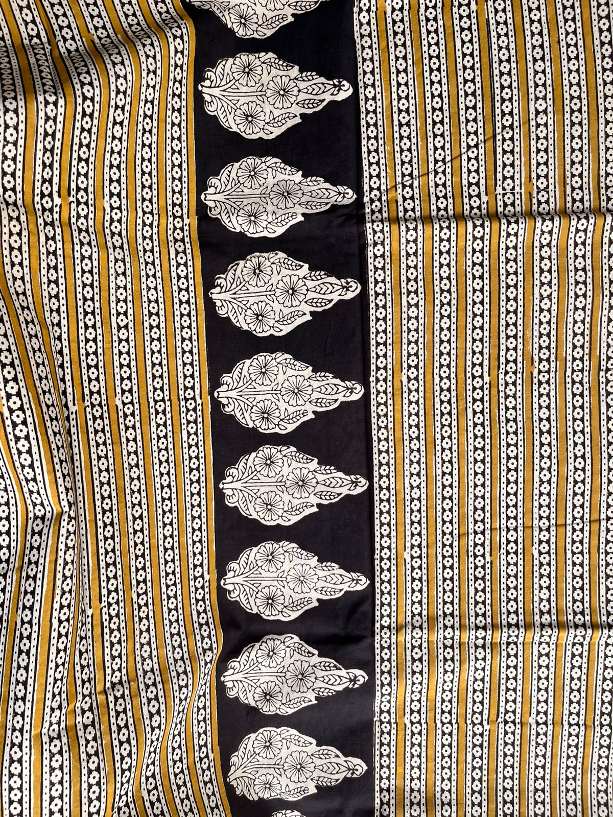 Hand block printed mulmul cotton saree