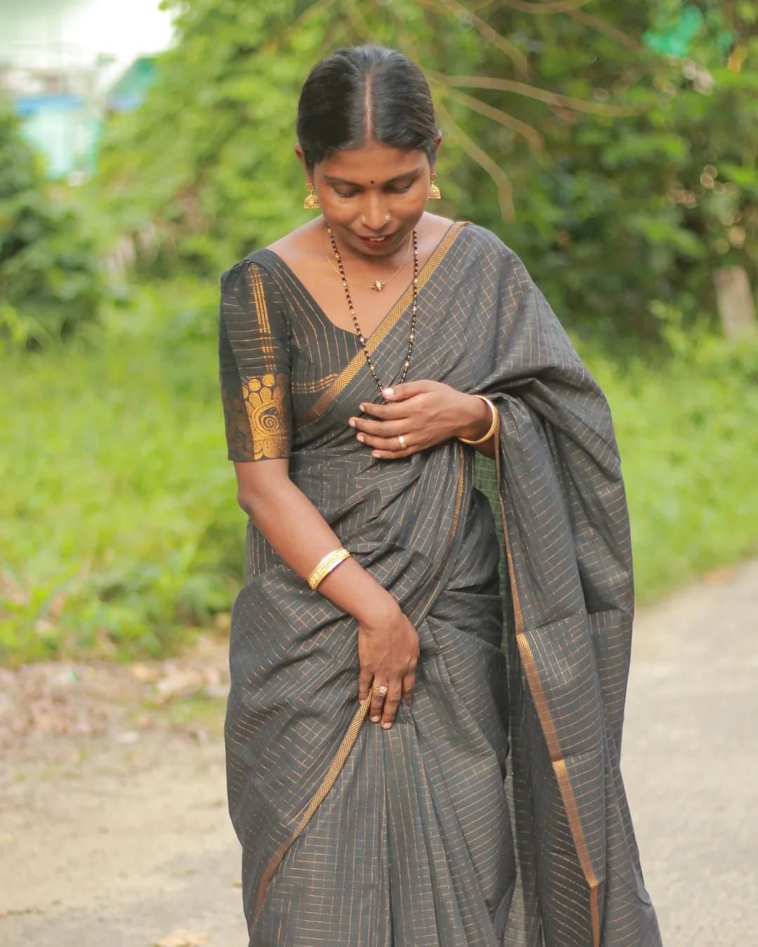 Black Pentex Sungudi cotton saree