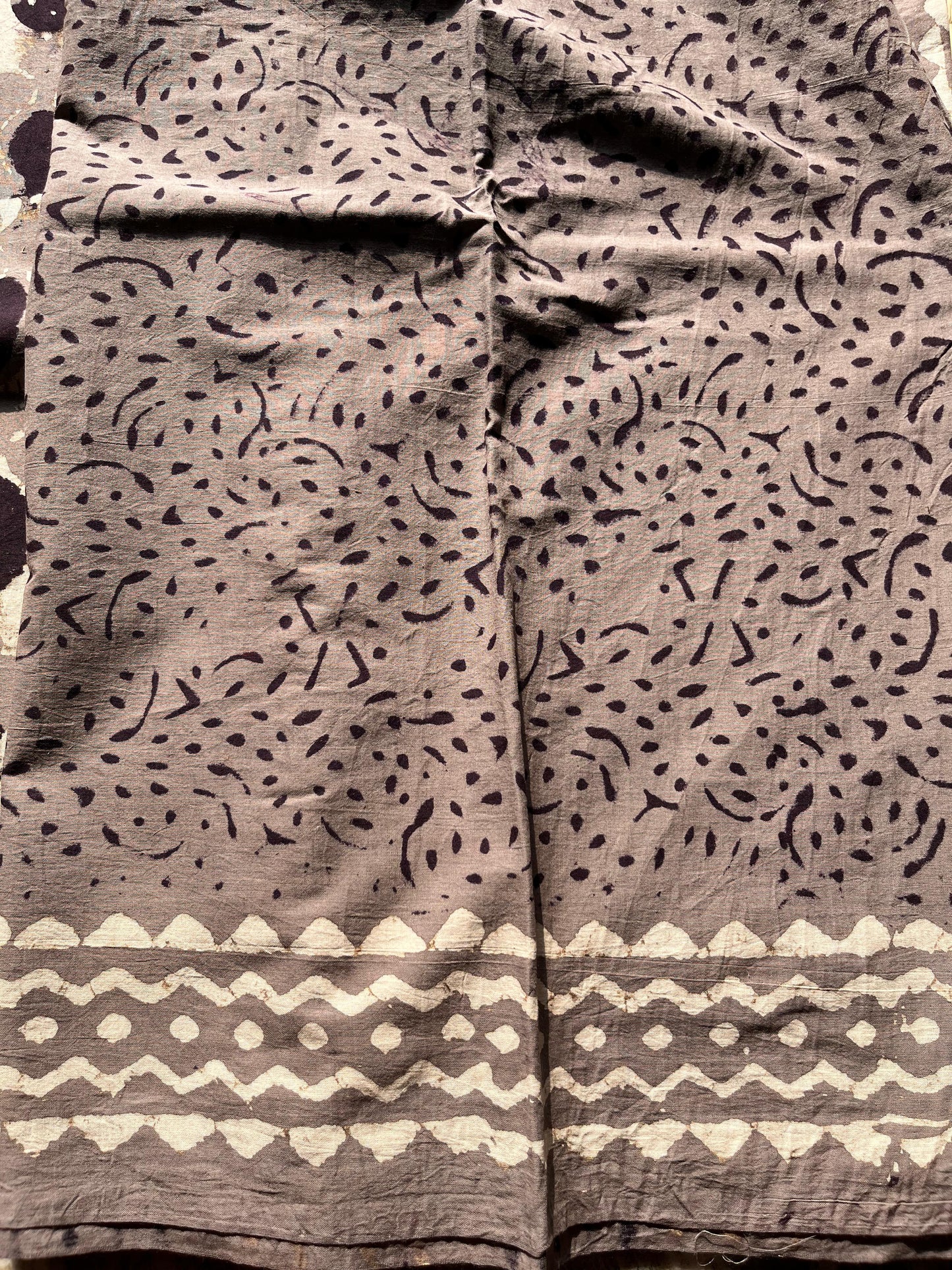 Hand block printed Mulmul cotton saree
