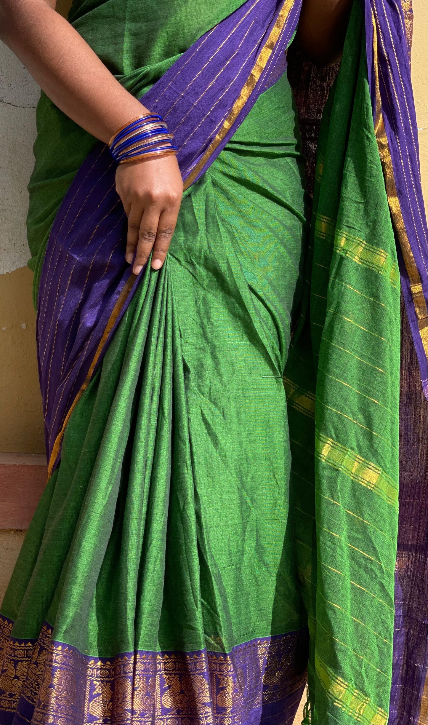 BH003 Green Violet Narayenpet saree
