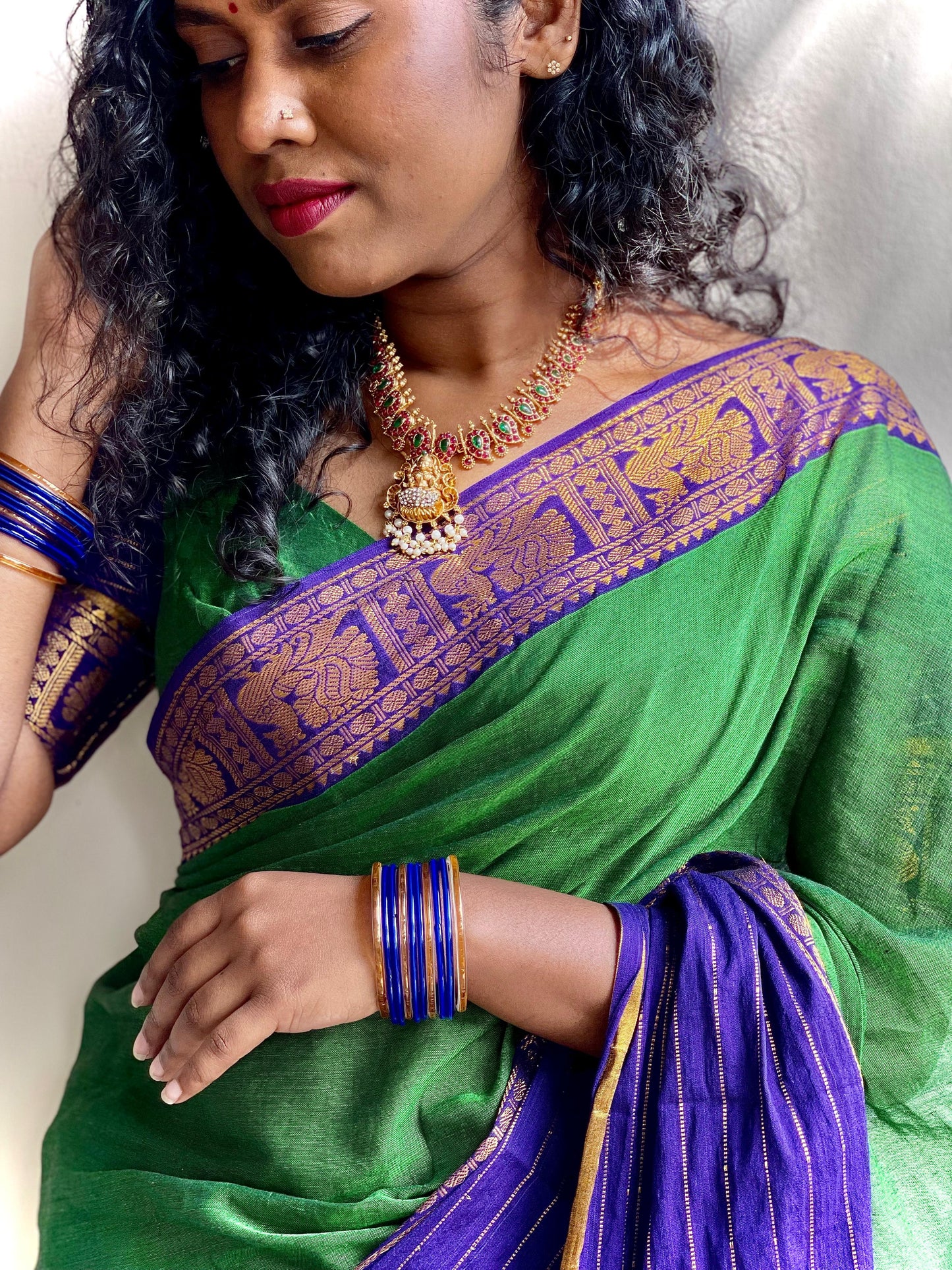 BH003 Green Violet Narayenpet saree