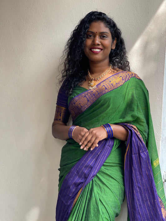 BH003 Green Violet Narayenpet saree