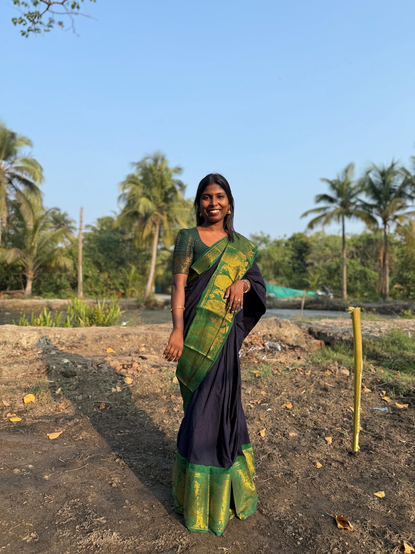Blue green Sungudi  Saree