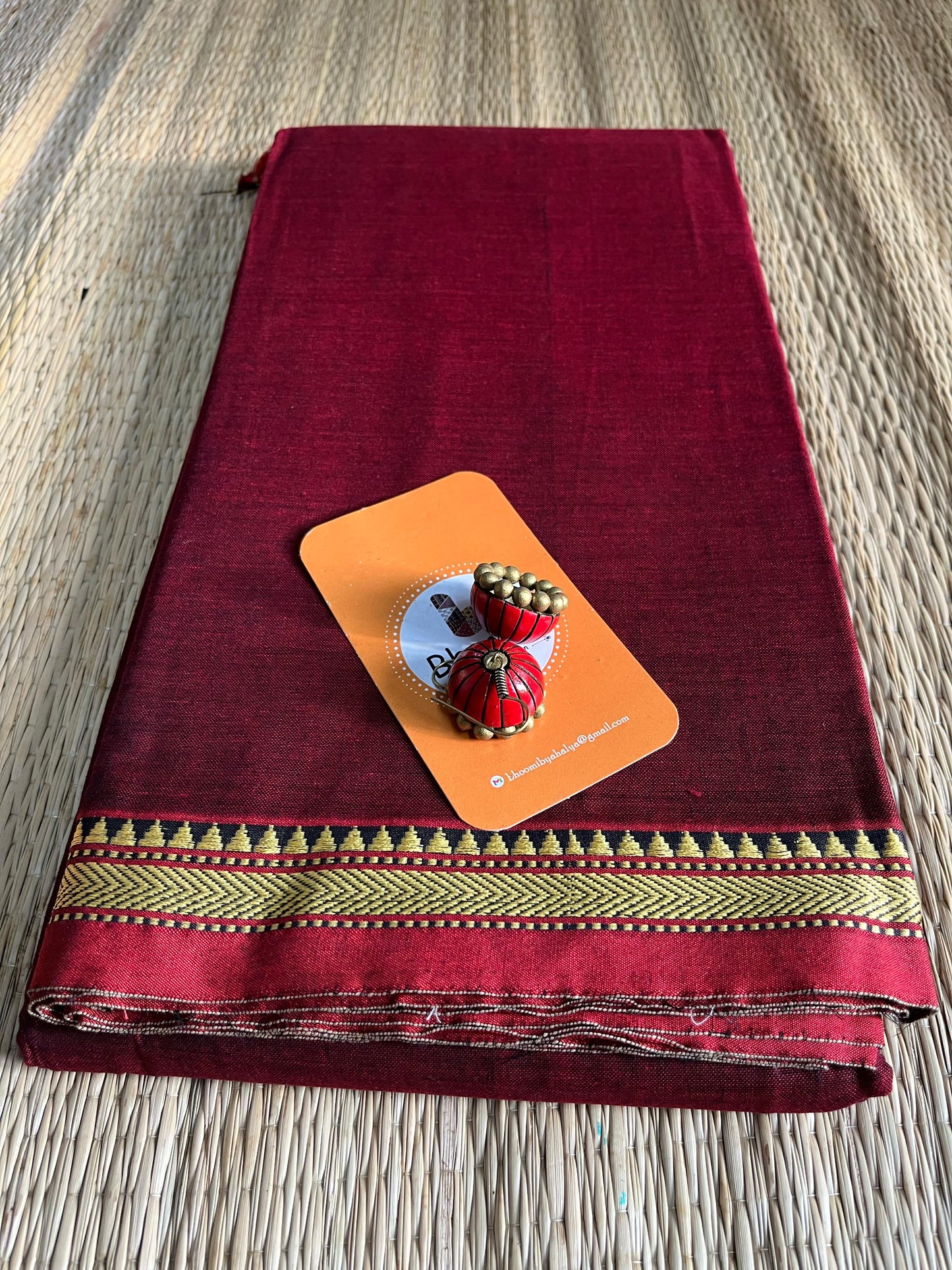 Narayanpet saree with terracotta jhumkka