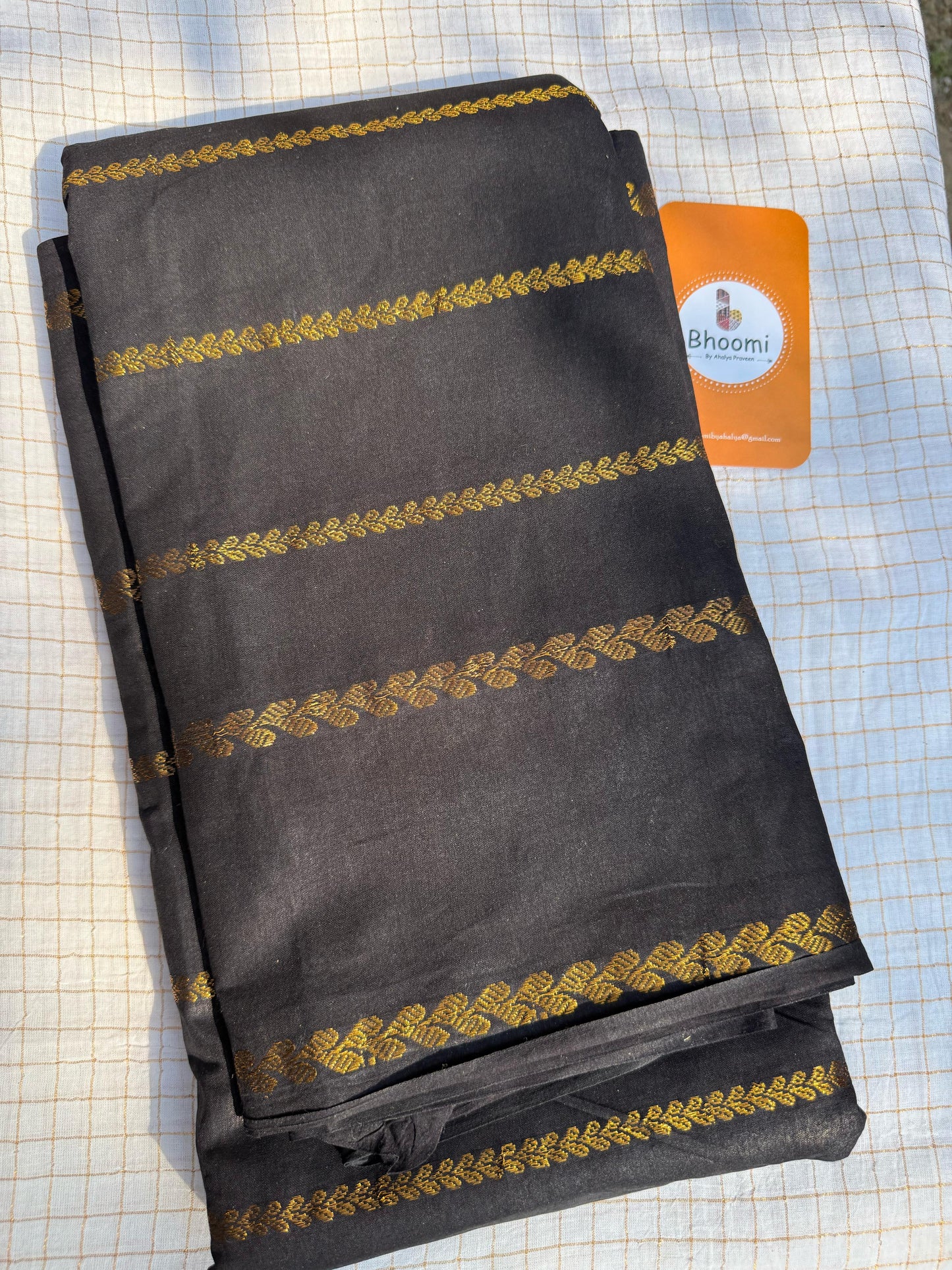 Black Sungudi with Off white blouse