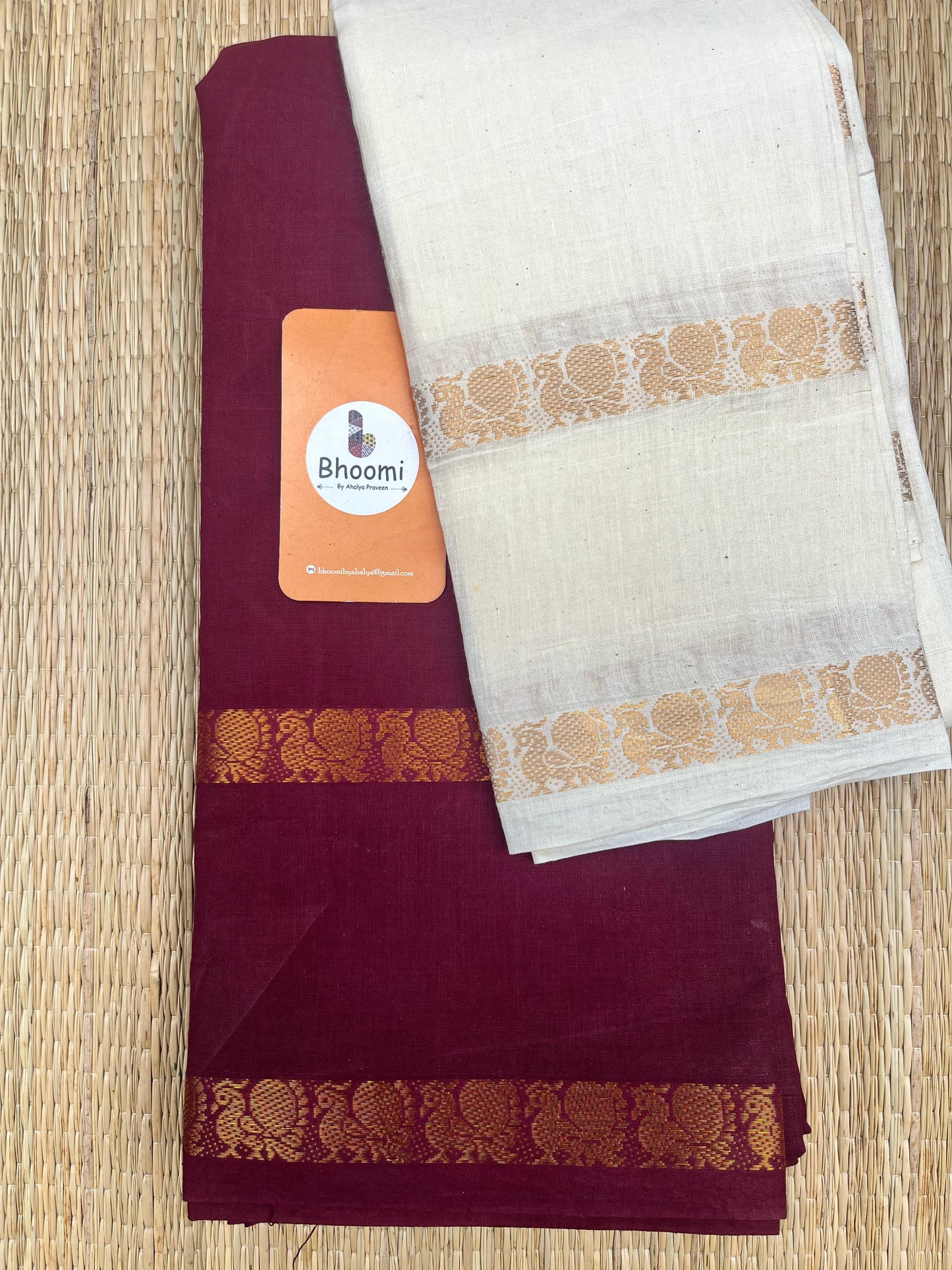 SUNGUDI COTTON SAREE (MAROON)