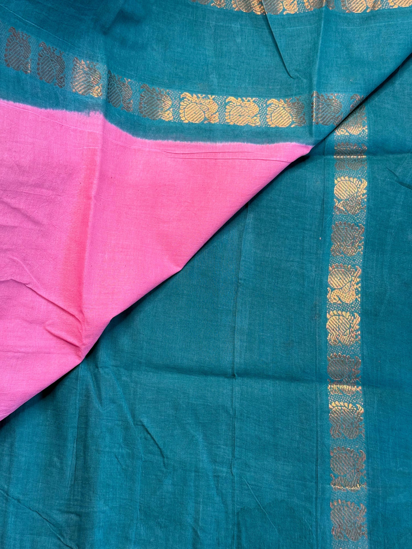 Adyar Sungudi cotton saree ( Pink and blue )