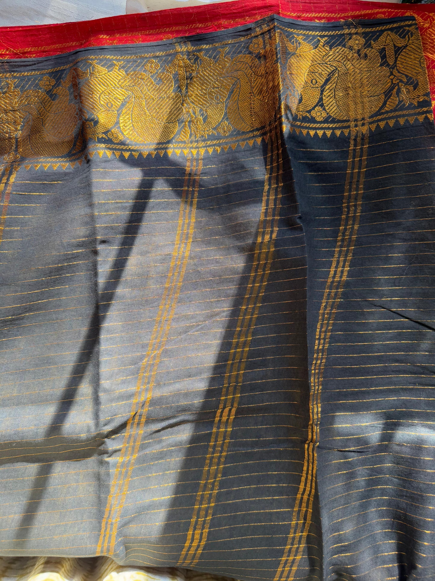 Ganga Jamuna Sungudi saree ( Black/Red border )