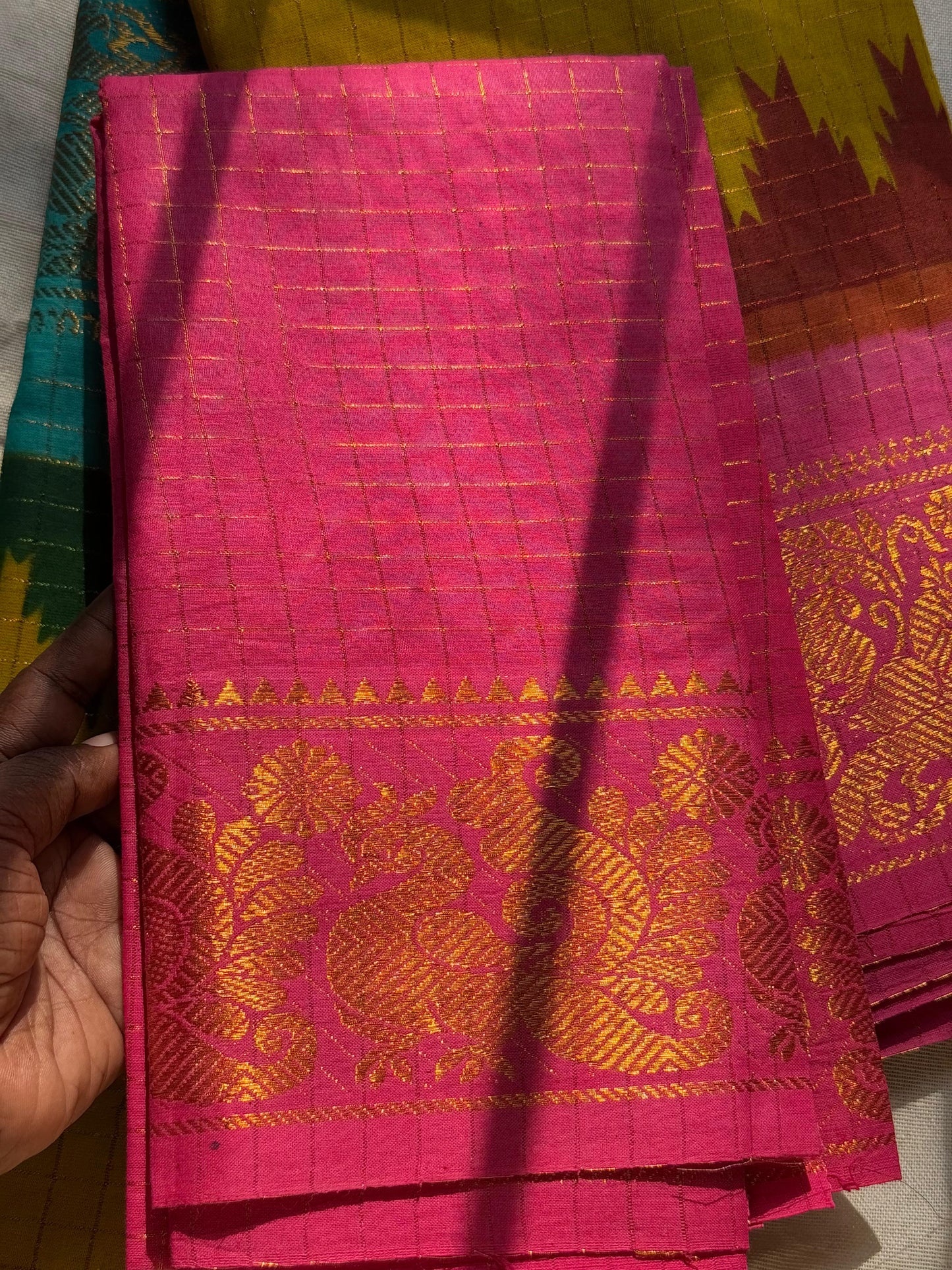 Ganga Jamuna Sungudi Saree ( Blue / Yellow border)