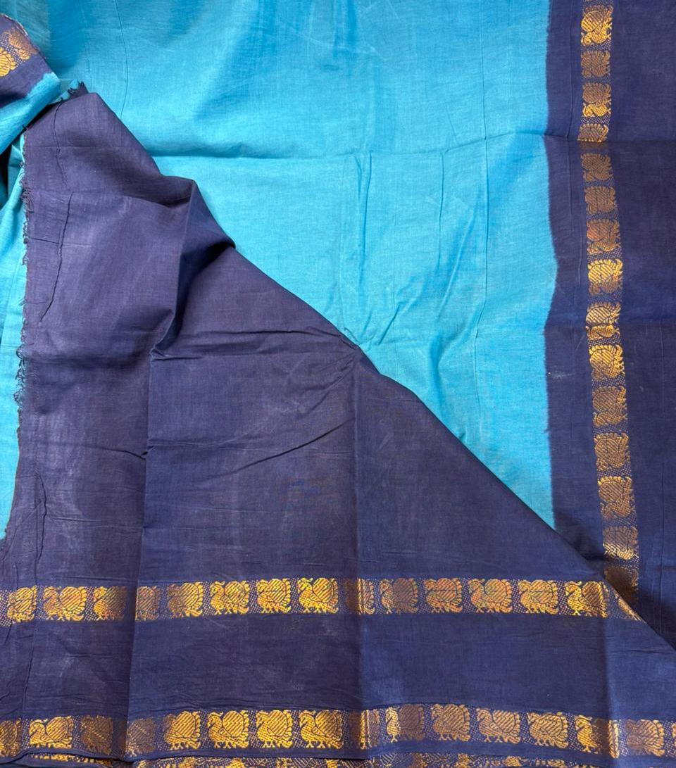 Adyar Sungudi Cotton (Sky blue and Navy blue )