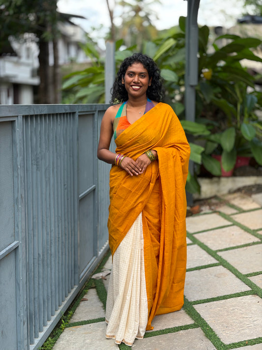 കളം Series | പാതി With Madras check blouse