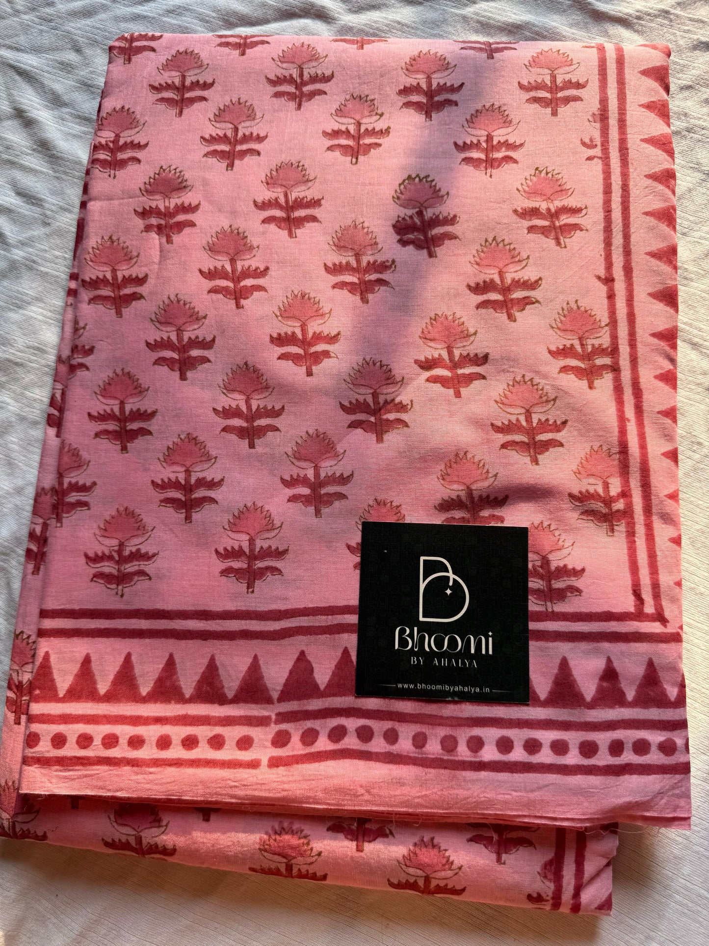 Handbock printed mulmulcotton saree