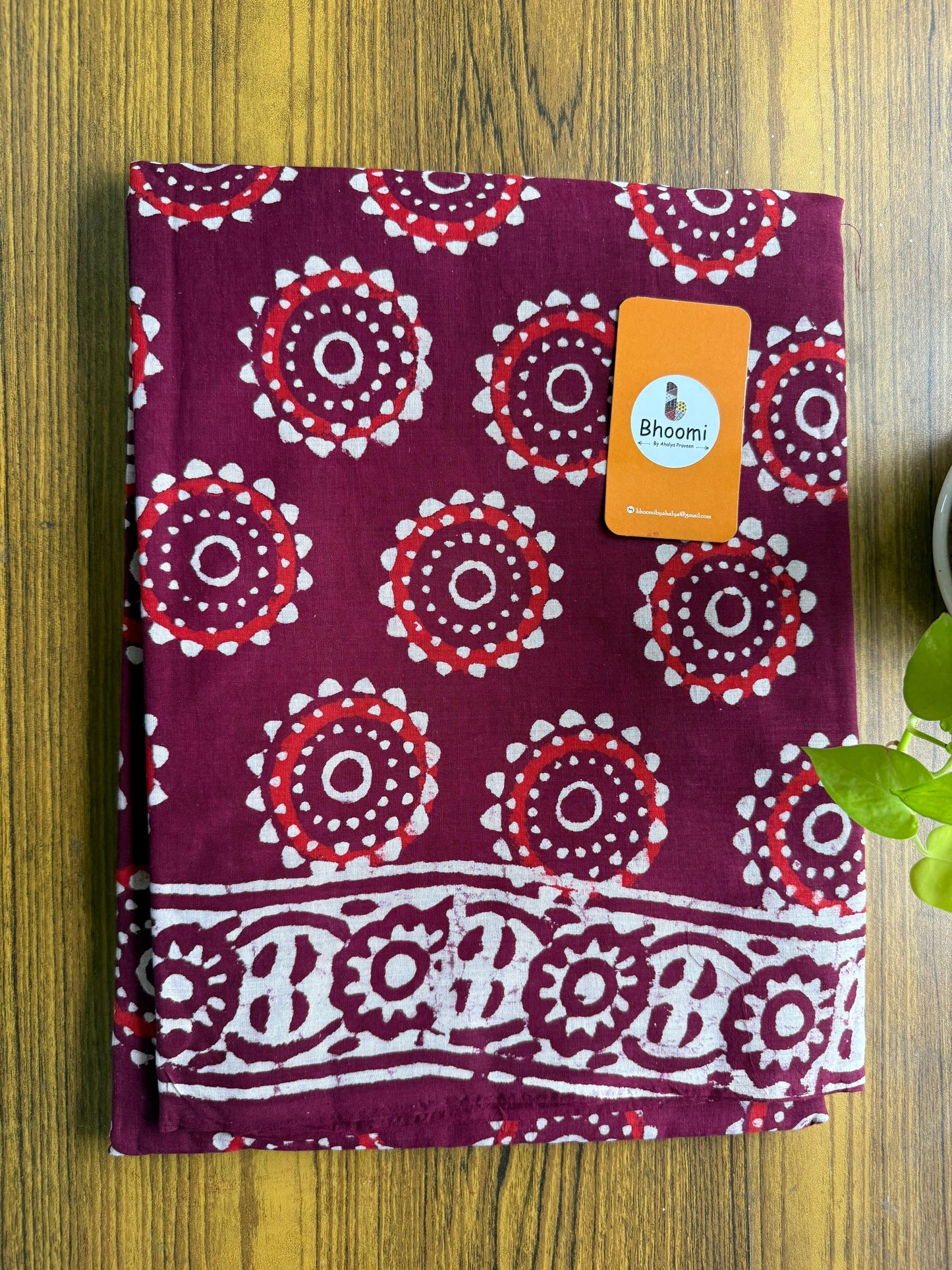 Hand block printed mulmul cotton saree