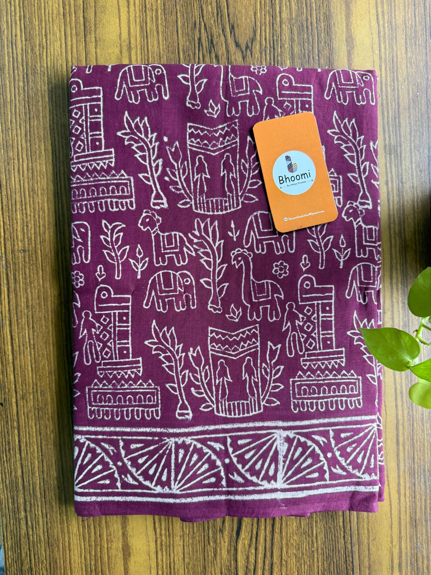 Hand block printed mulmul cotton saree