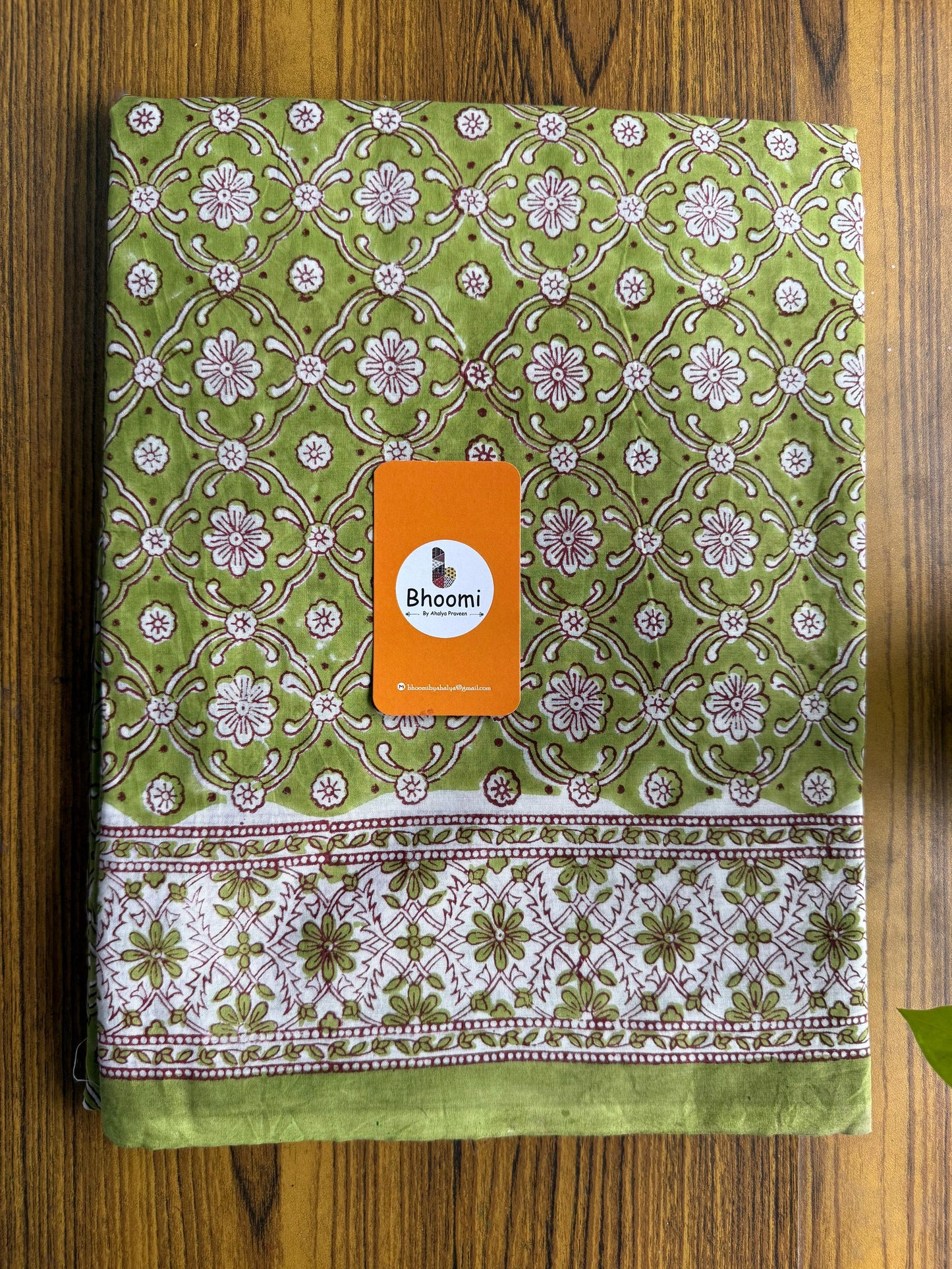 Hand block printed mulmul cotton saree