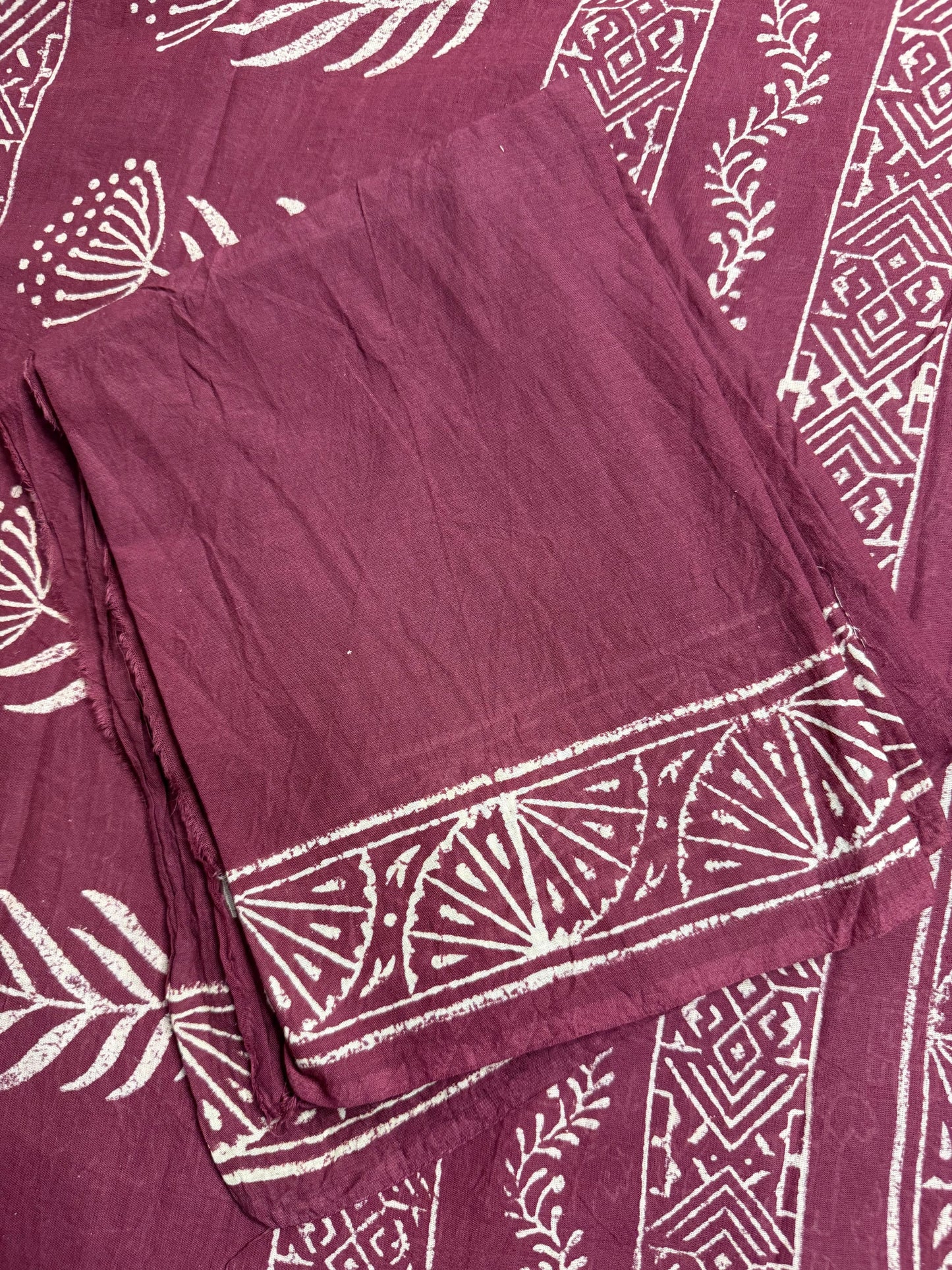 Hand block printed mulmul cotton saree
