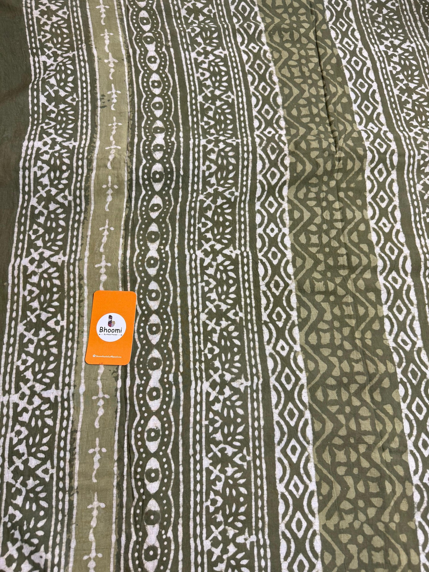 Hand block printed mulmul cotton saree