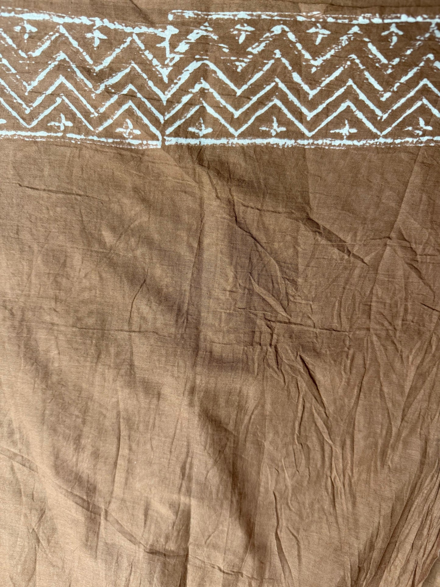 Hand block printed mulmul cotton saree