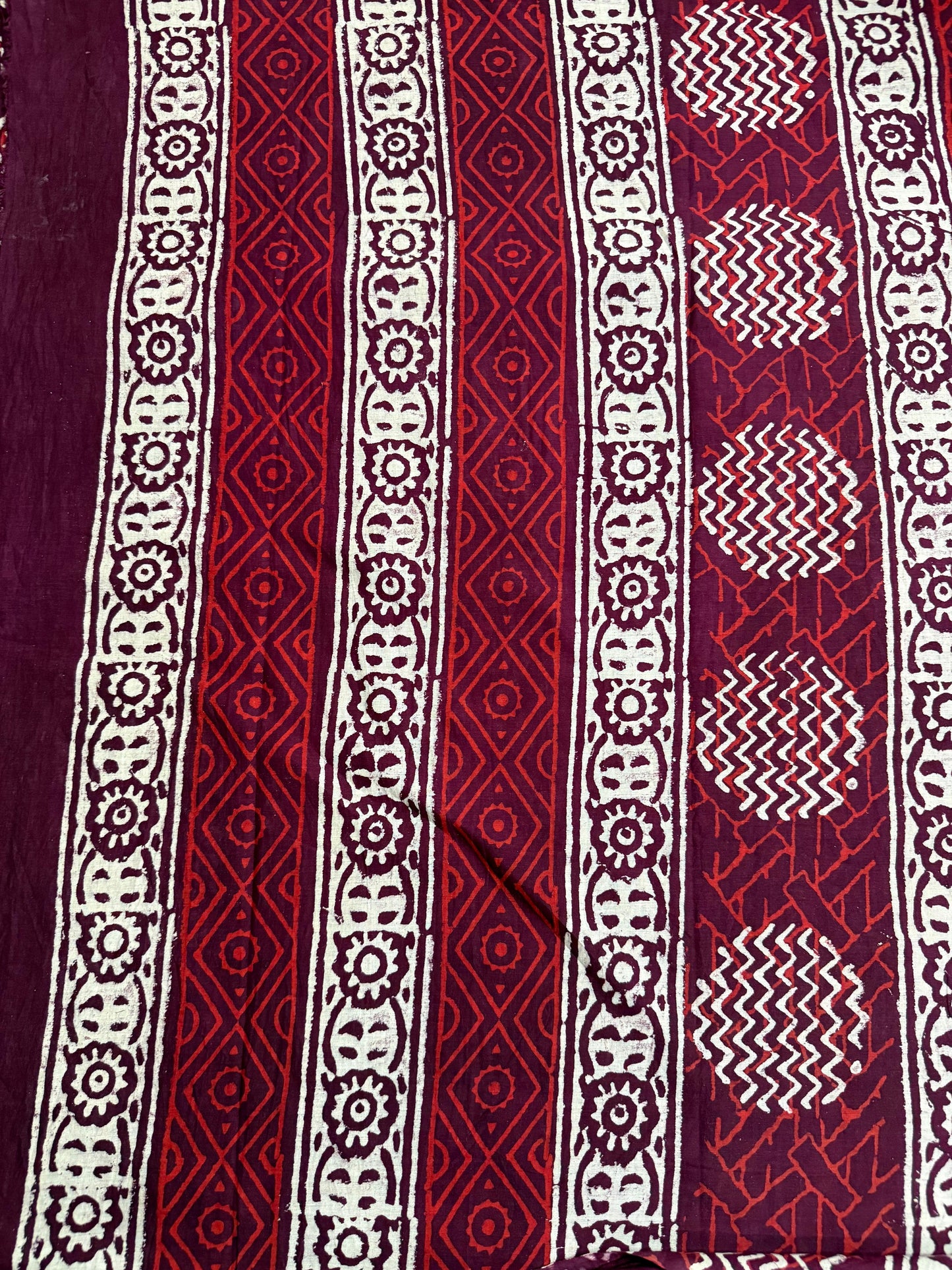 Hand block printed mulmul cotton saree