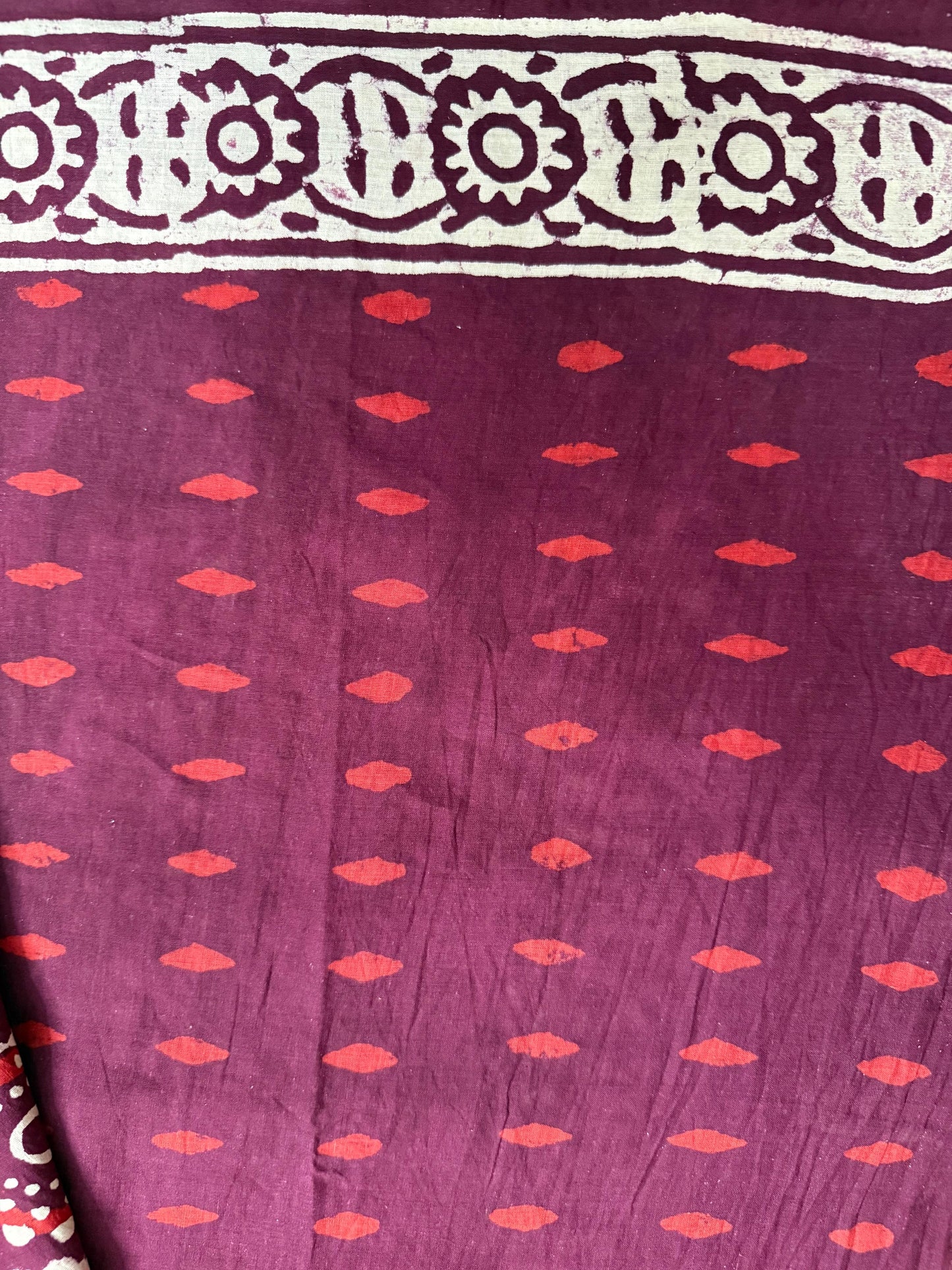 Hand block printed mulmul cotton saree
