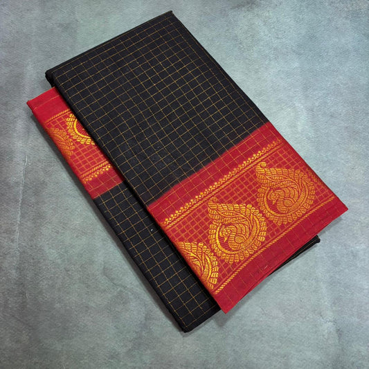 Sungudi cotton (black & orange)