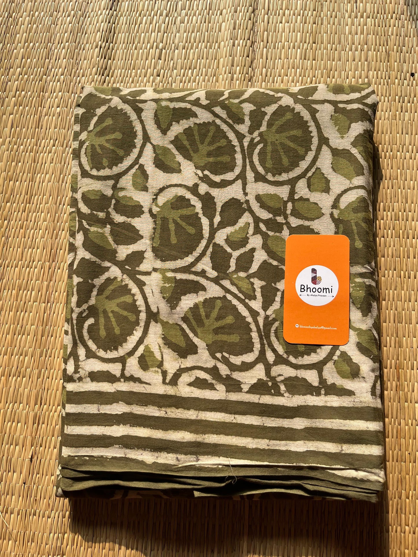 BH002 Hand block printed Mulmul cotton saree