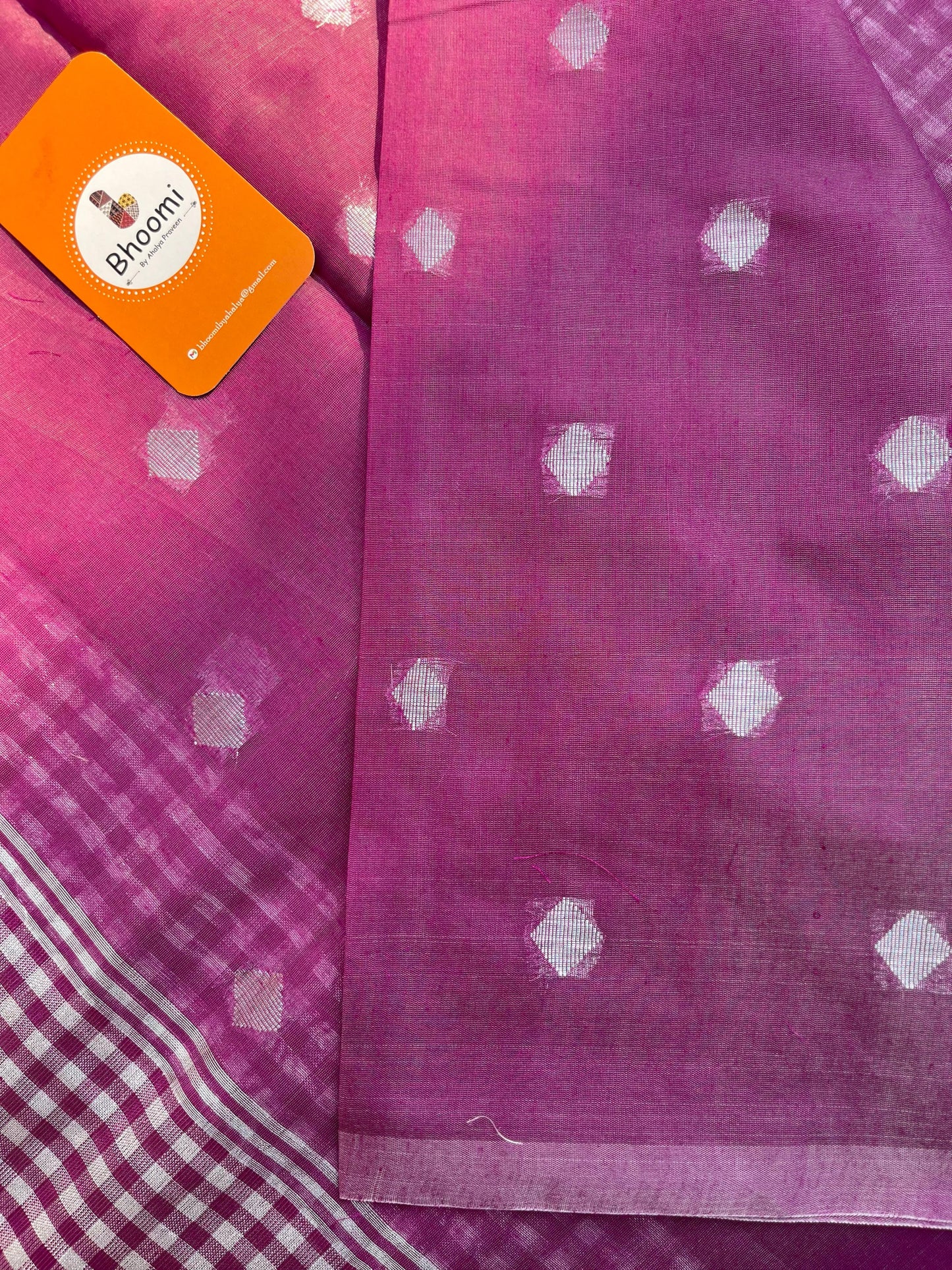 NAYAN02 Purple silver check saree