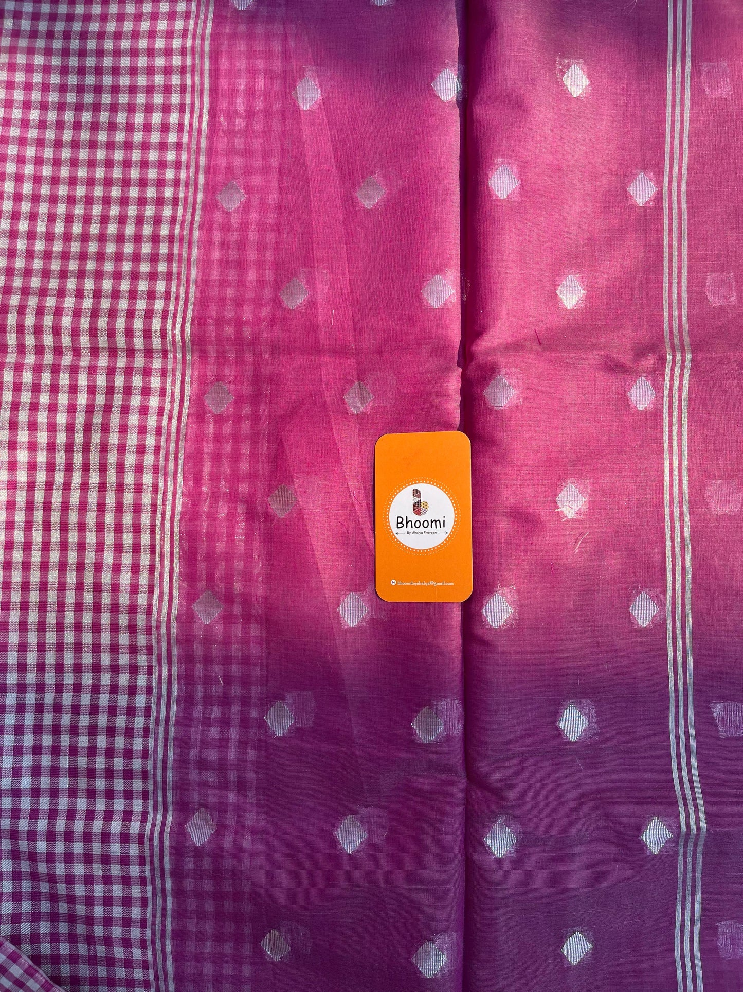 NAYAN 01 - Checked tissue saree Pink