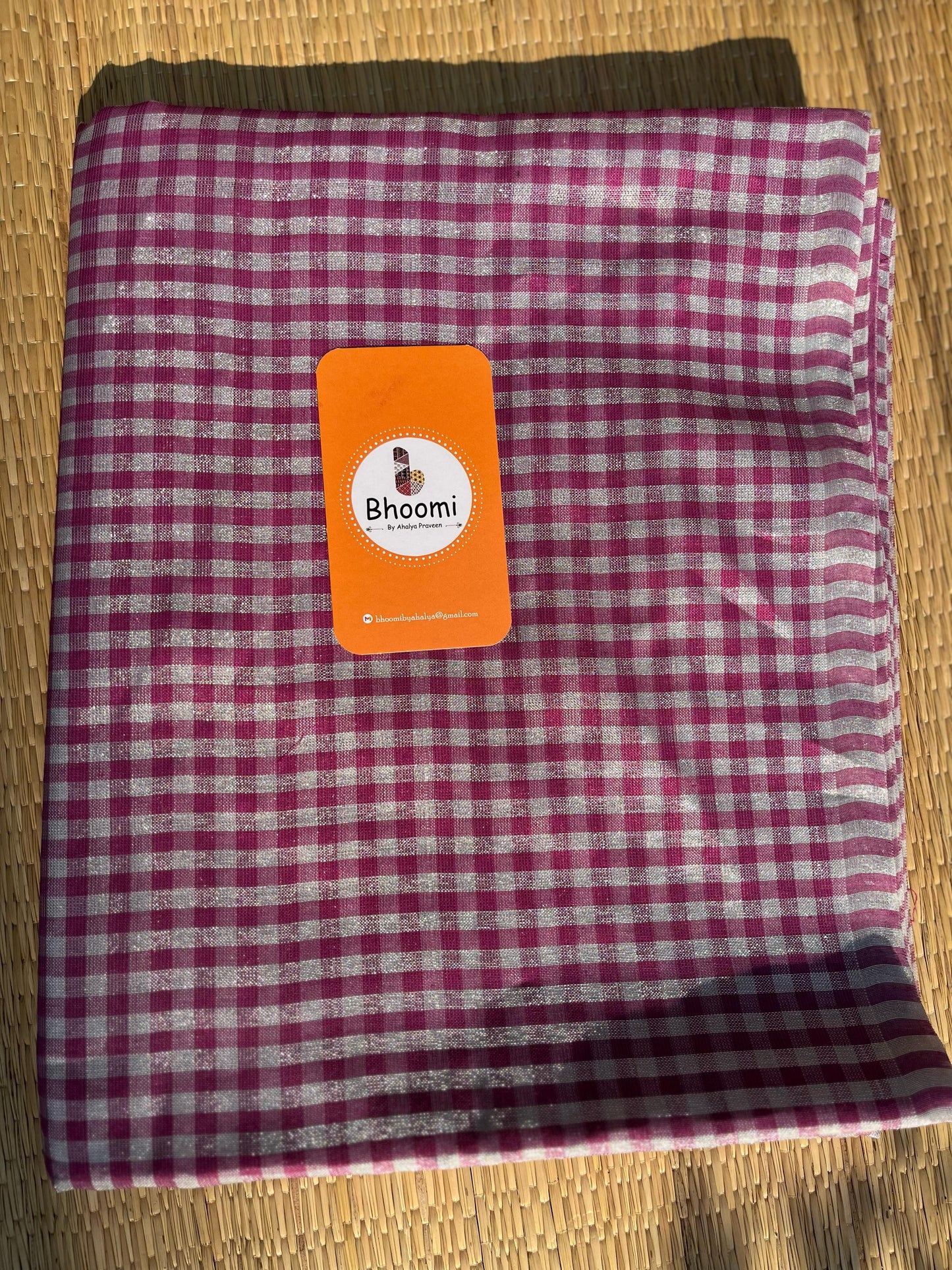 NAYAN02 Purple silver check saree