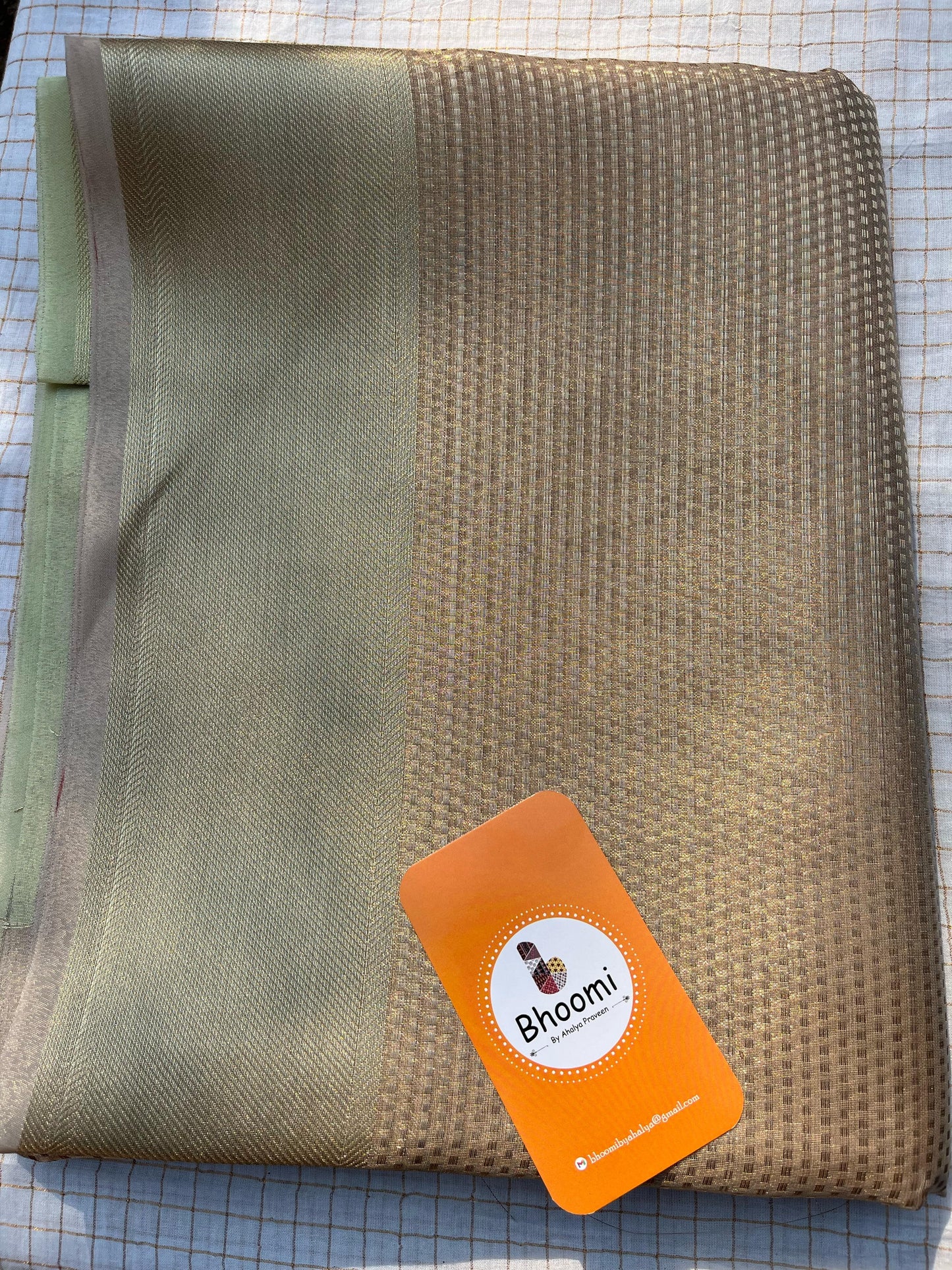 NAYAN03 Golden Tissue Saree