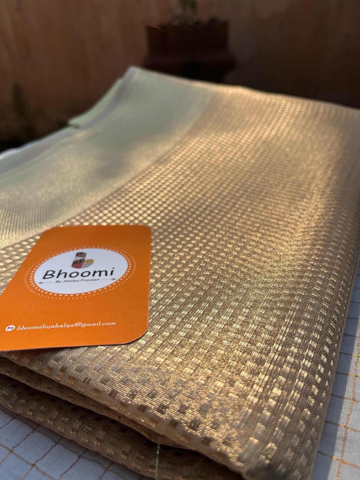 NAYAN03 Golden Tissue Saree