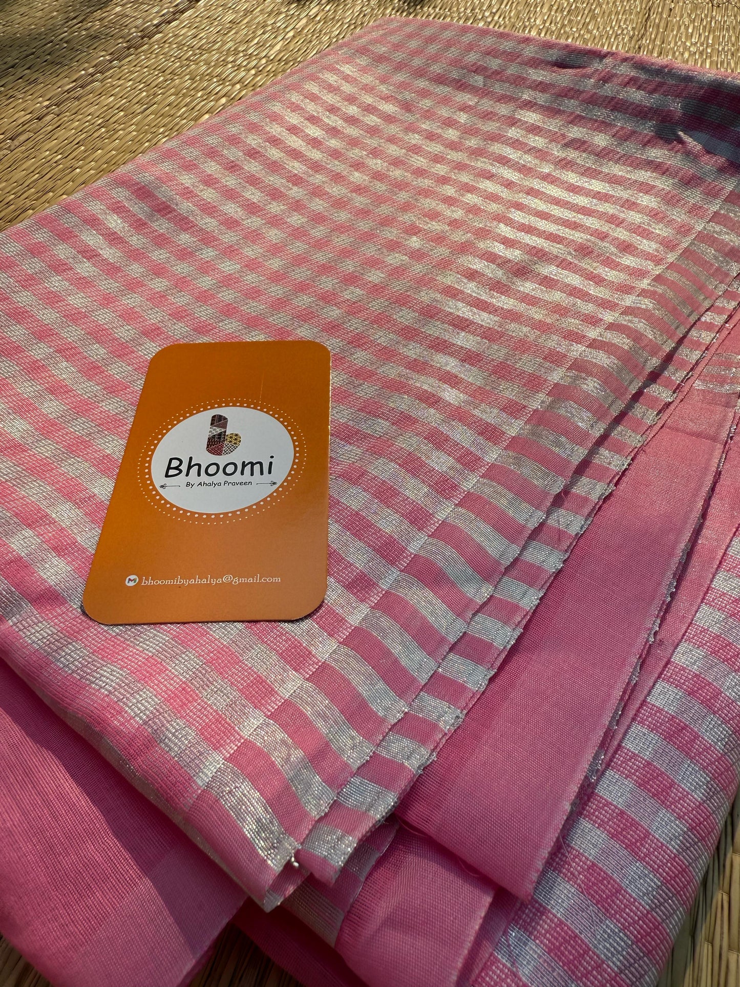 NAYAN 01 - Checked tissue saree Pink