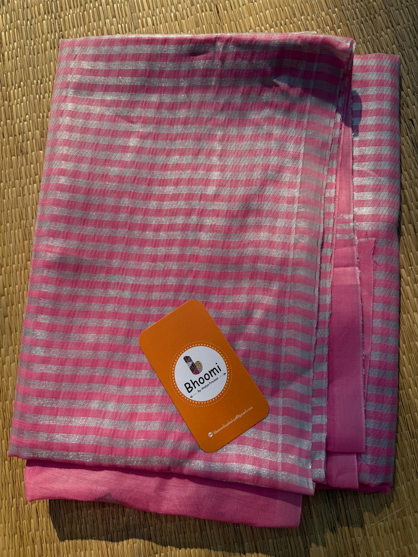 NAYAN 01 - Checked tissue saree Pink