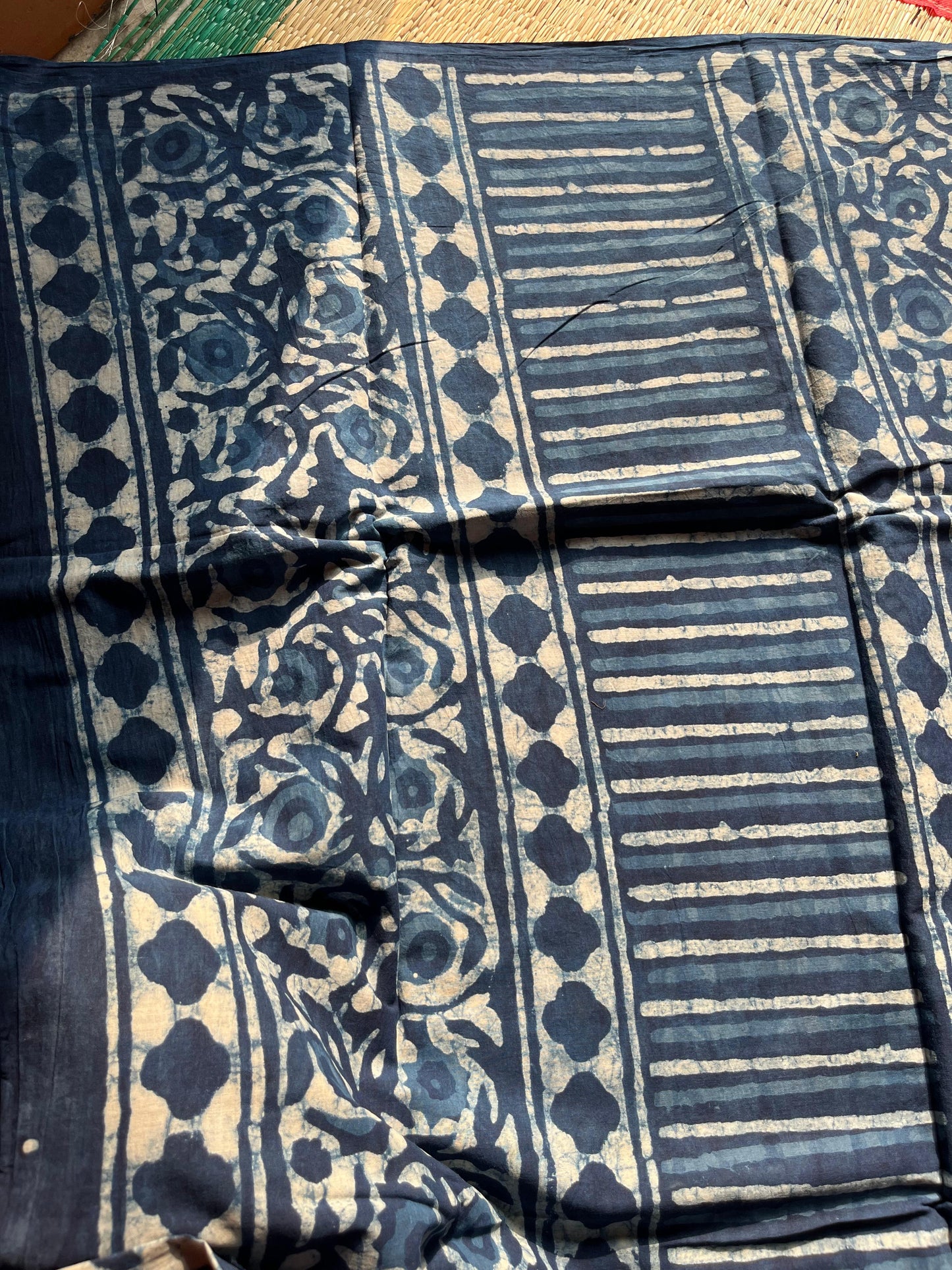 Hand block printed Mulmul Cotton saree