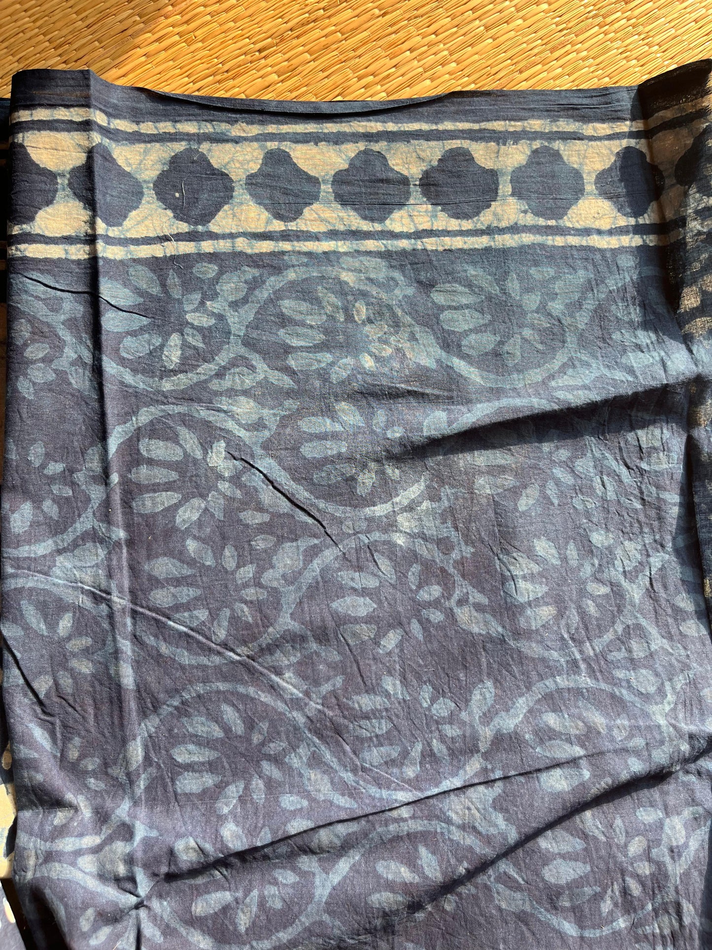 Hand block printed Mulmul Cotton saree