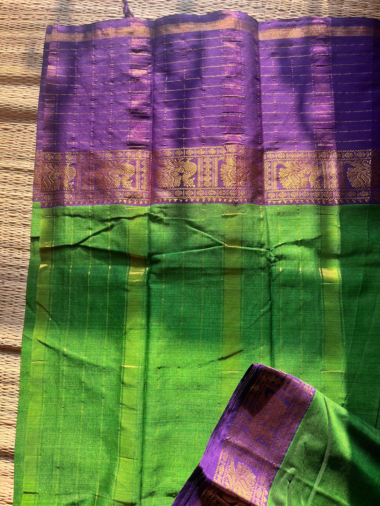 BH003 Green Violet Narayenpet saree