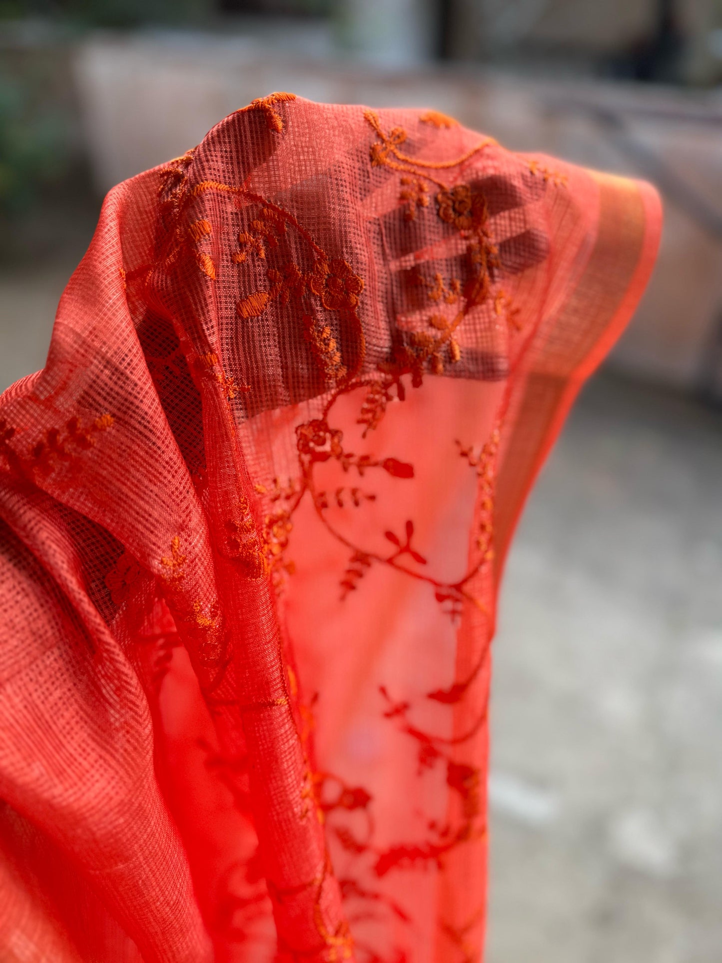KOTTA COTTON SAREE WITH MACHINE EMBROIDERY