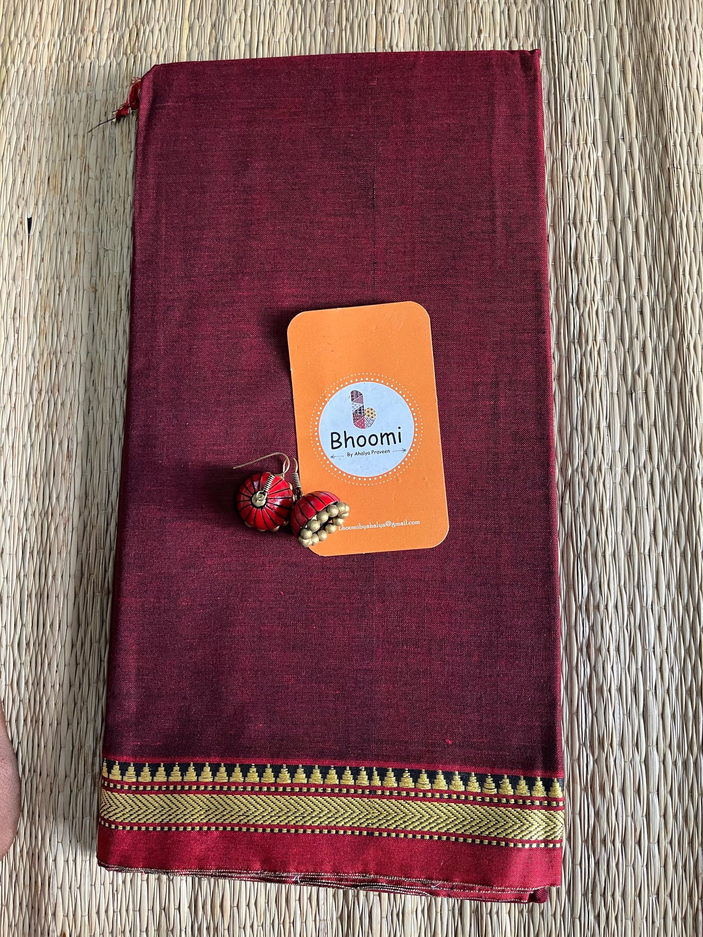 Narayanpet saree with terracotta jhumkka