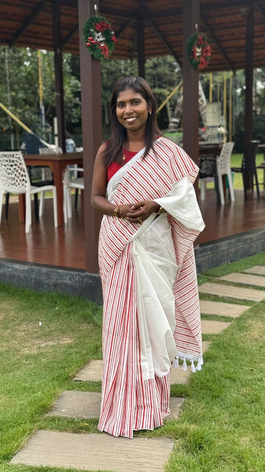 Christmas edition mulmul cotton saree