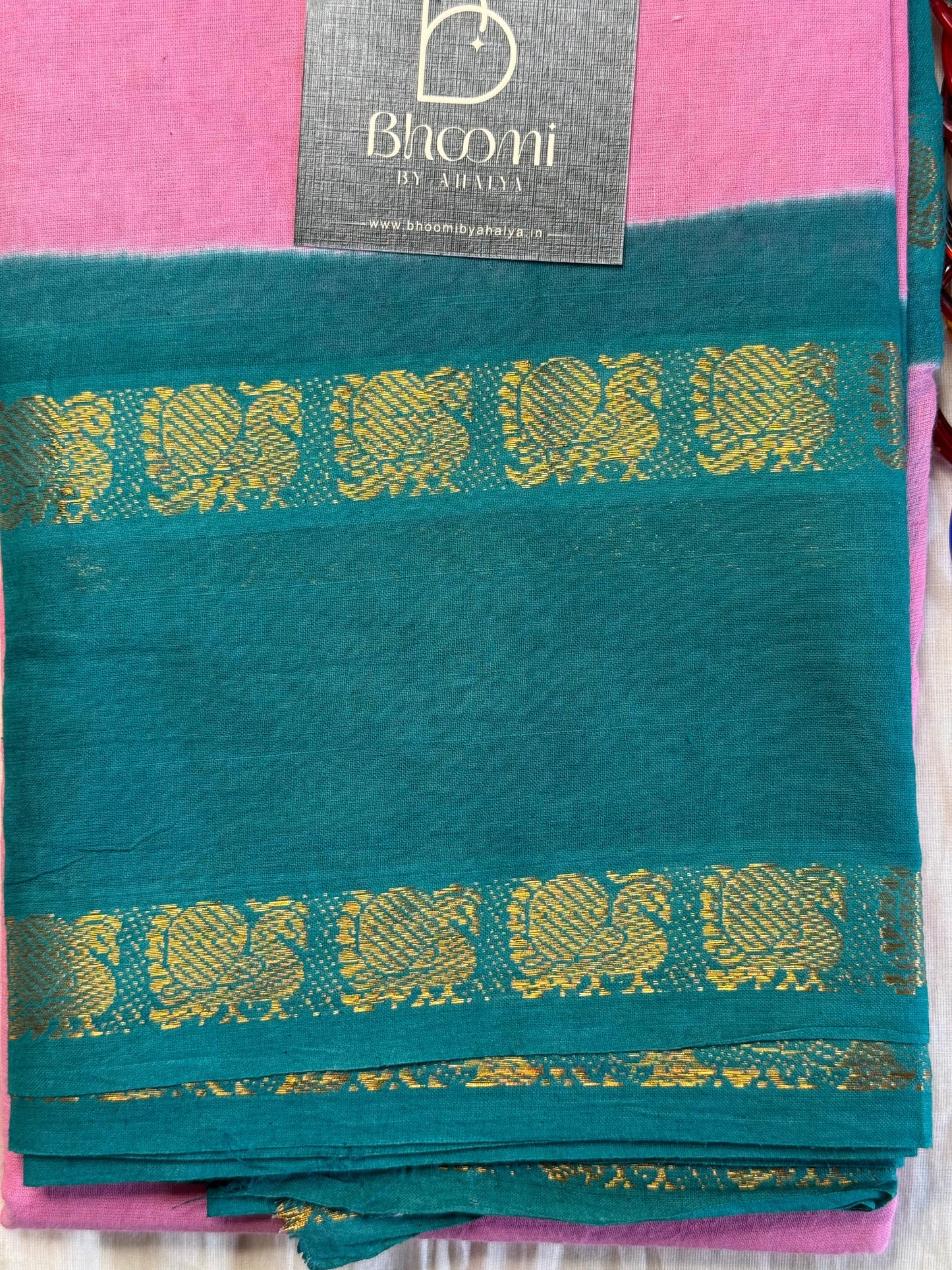 Adyar Sungudi cotton saree ( Pink and blue )