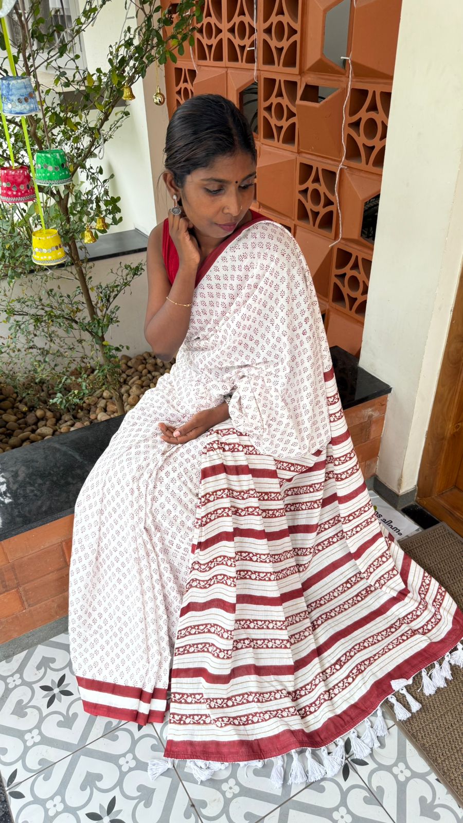 Christmas edition mulmul cotton saree