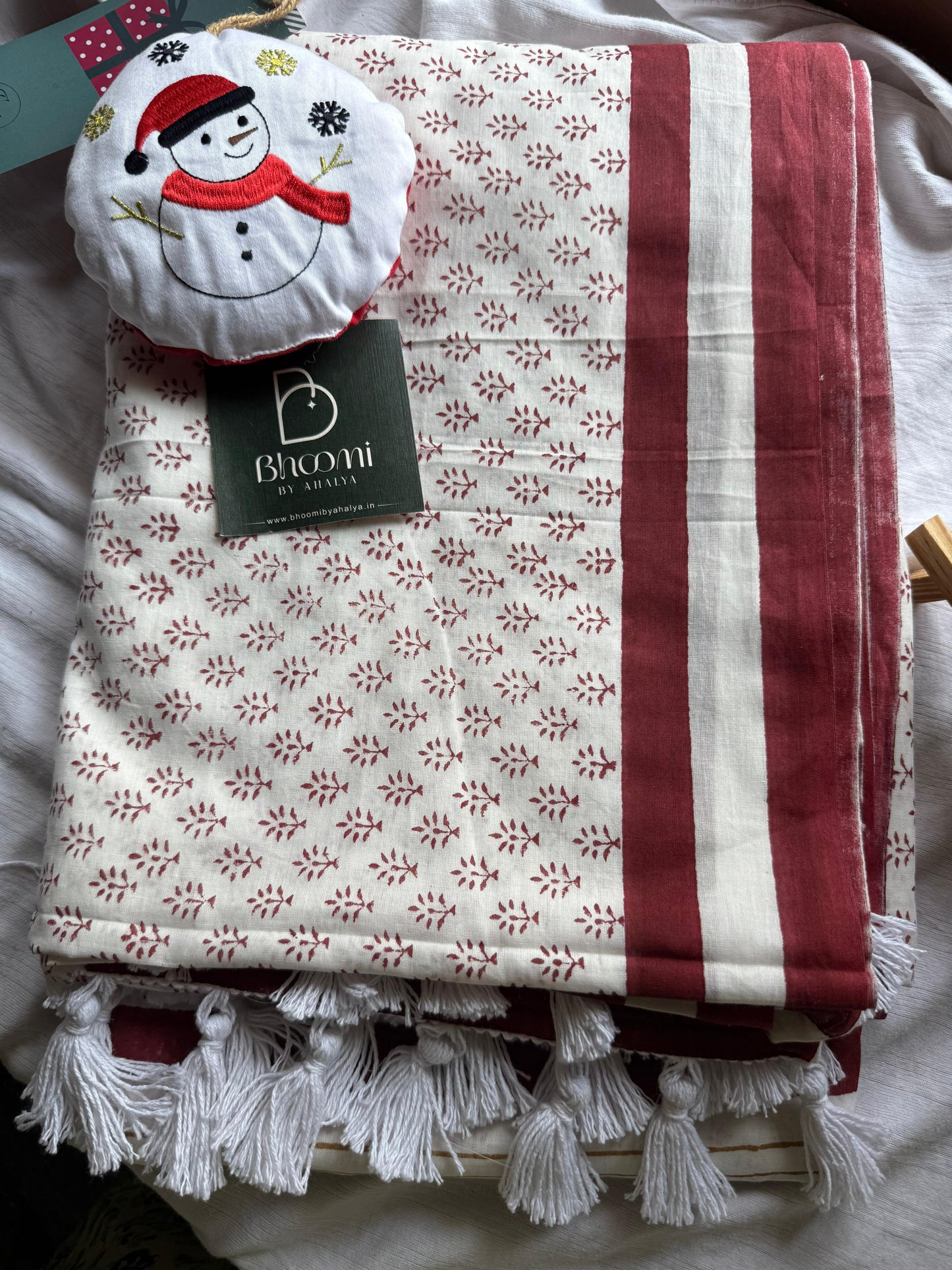 Christmas edition mulmul cotton saree