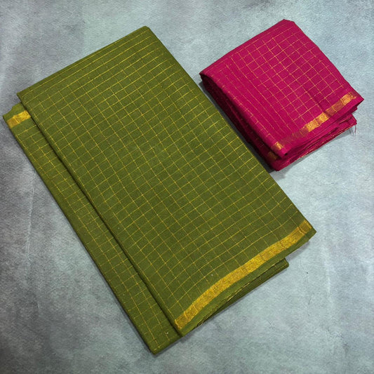 Pentex Sungudi Saree ( Olive green saree and Pink blouse )