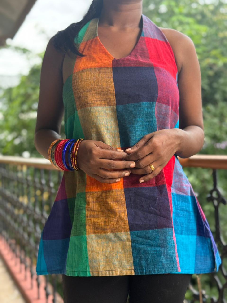 Madras Kattam Tie Top