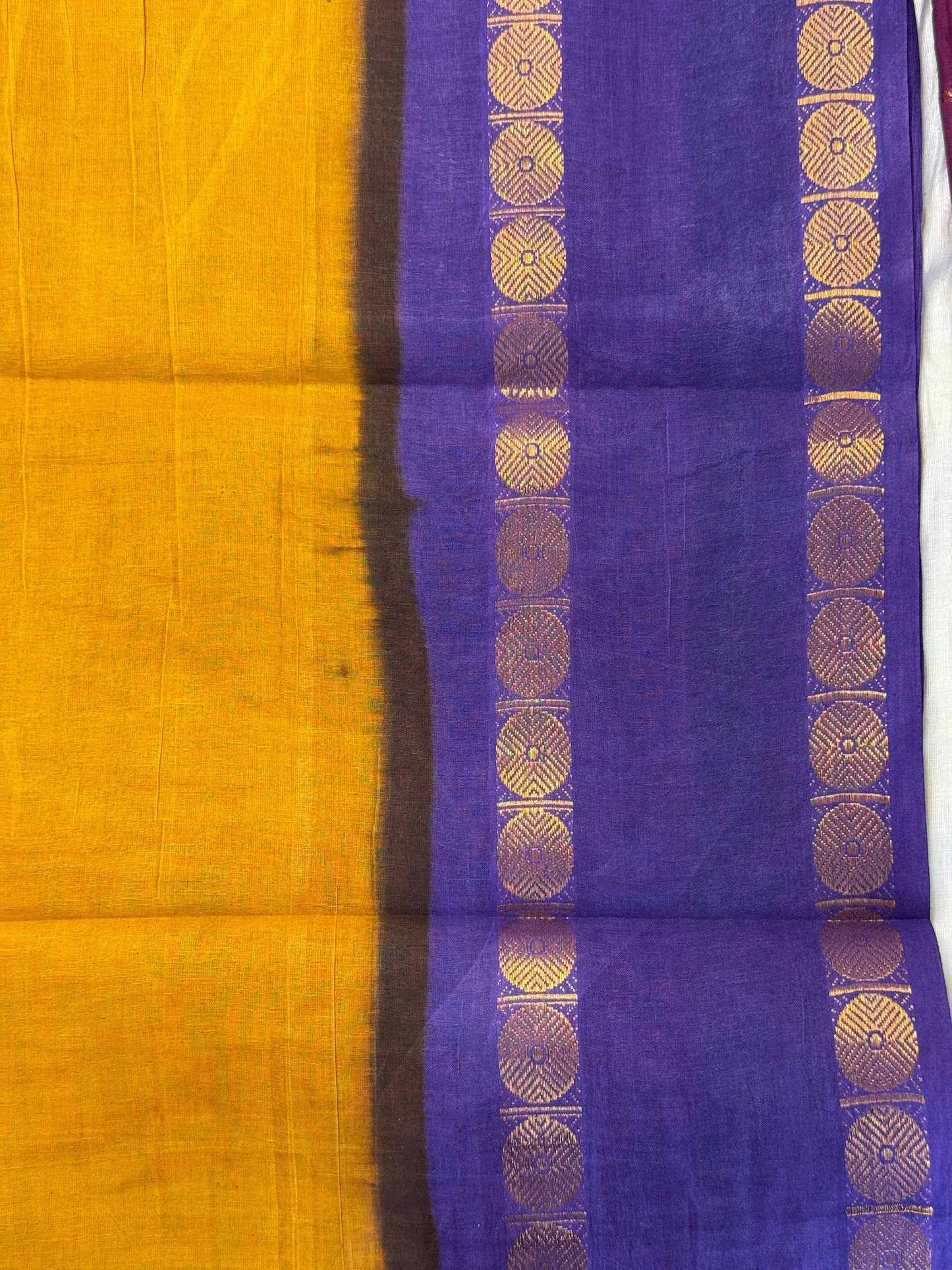 Adyar Sungudi Cotton saree ( Mango yellow and Lavender )